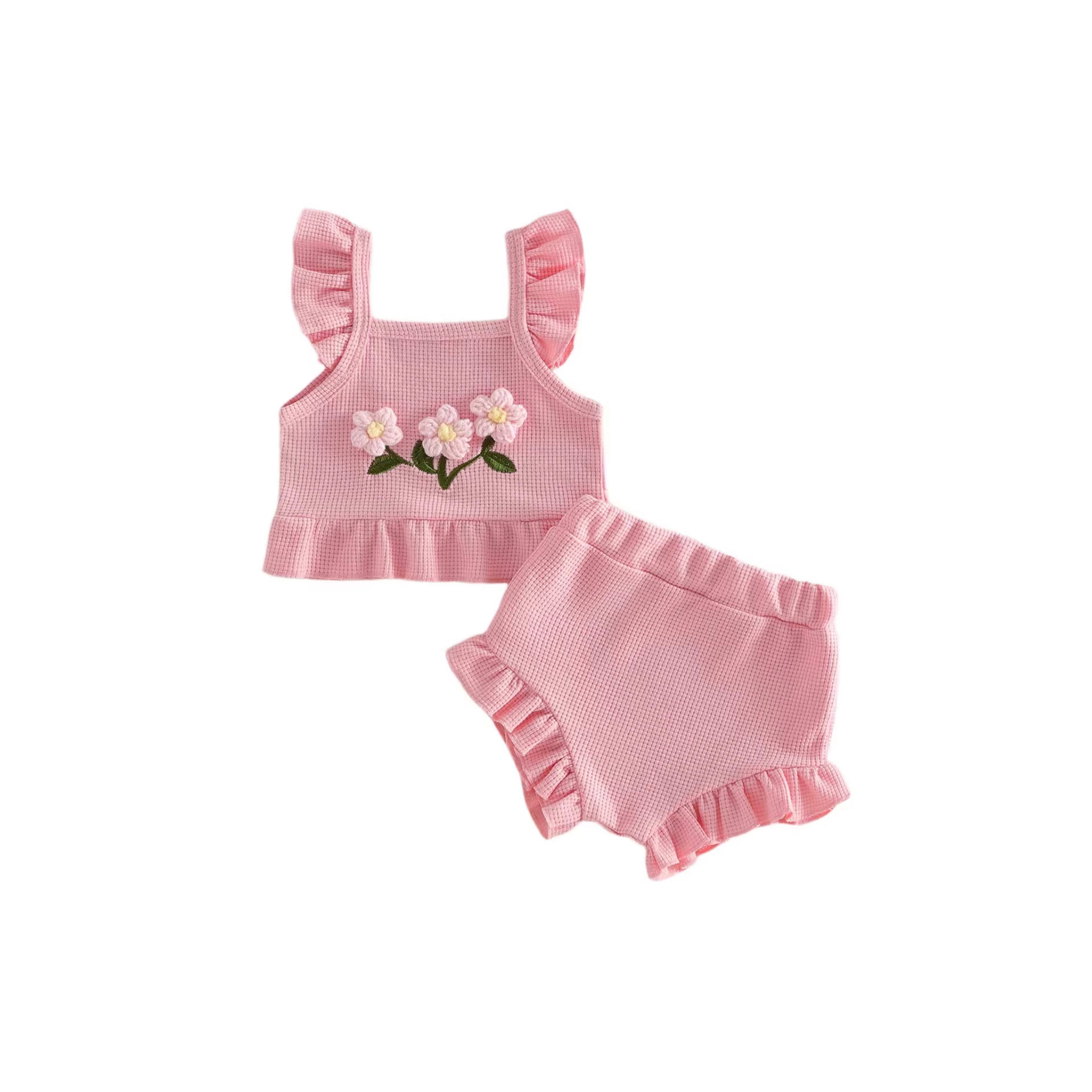 Three-dimensional Flower Top And Pants Set 4