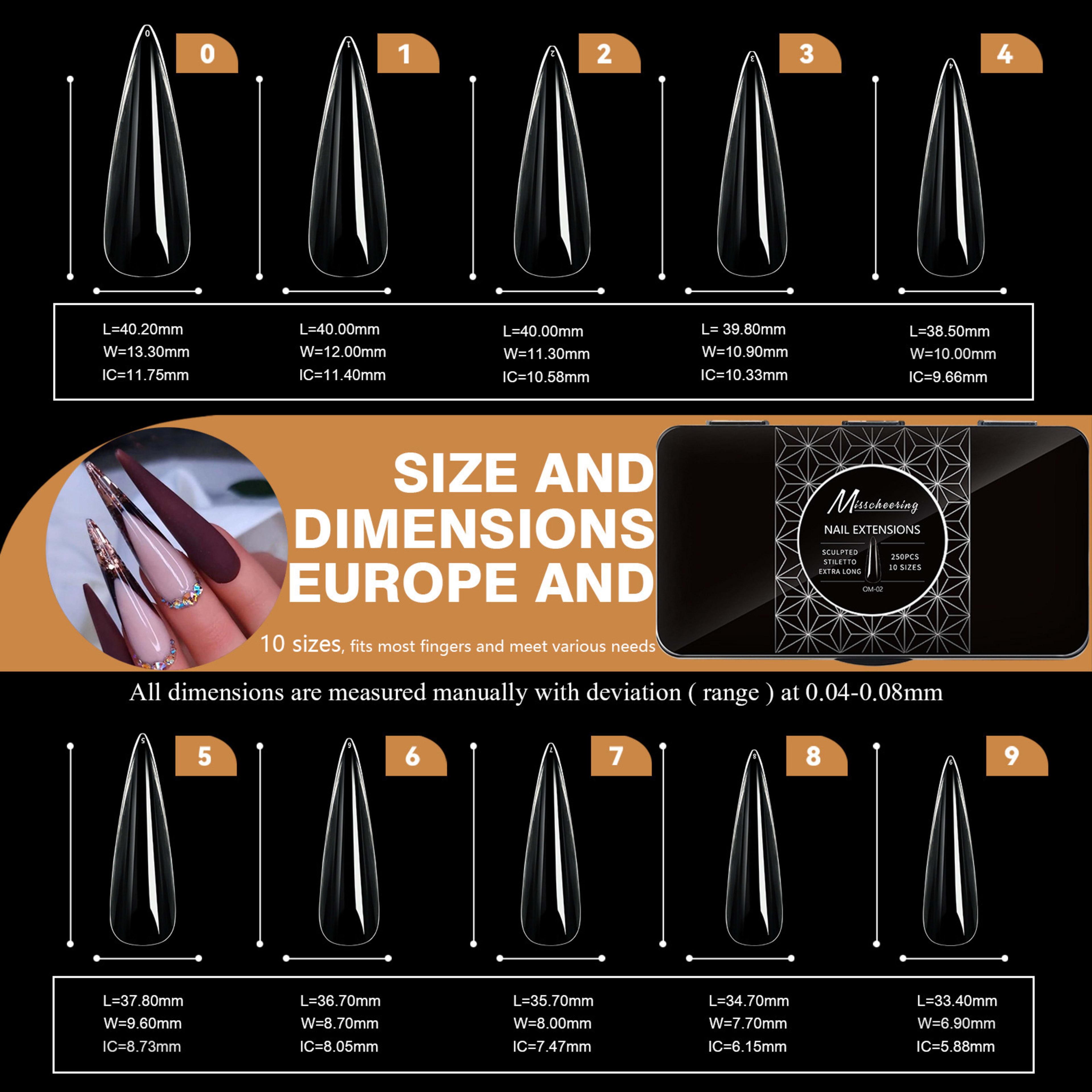 Nail Transparent Nail Tips Nail Shapes For Manicure Seamless False Nails Boxed Set 13