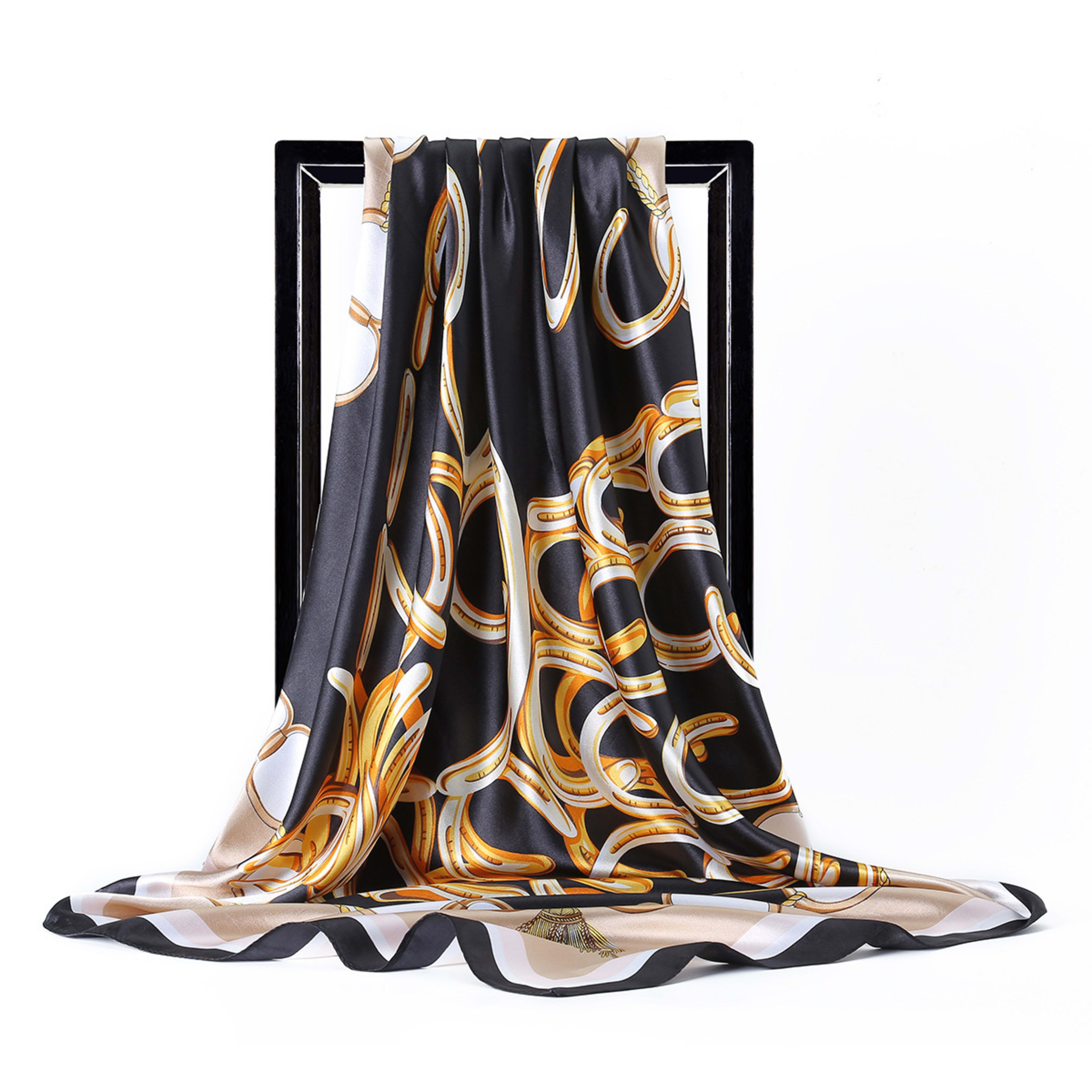 Retro Printed Silk Scarf Womens All-Match Shawl Headscarf 13