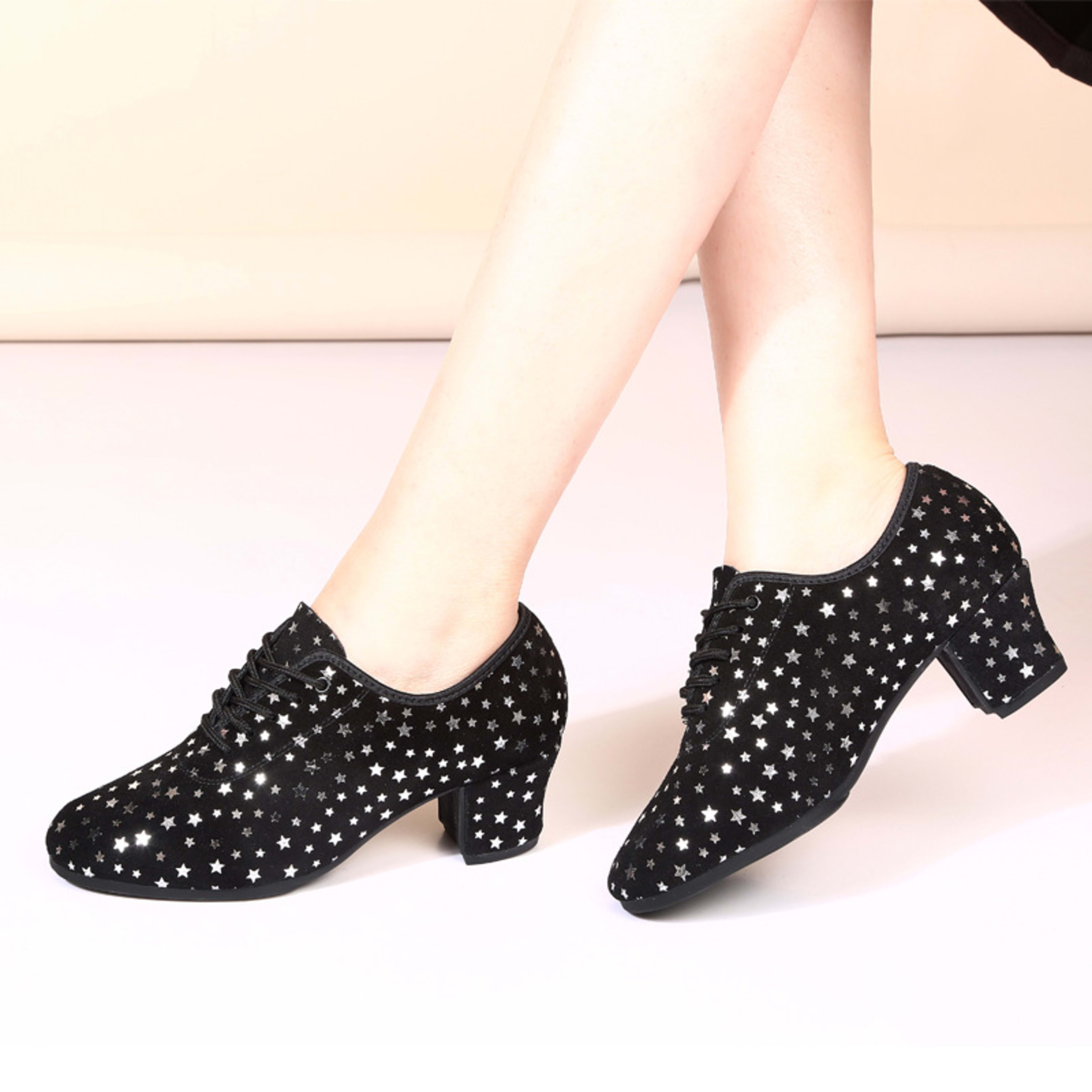 Outdoor Latin Dance Shoes With A Fabric Upper Star Design And Rubber Sole 5
