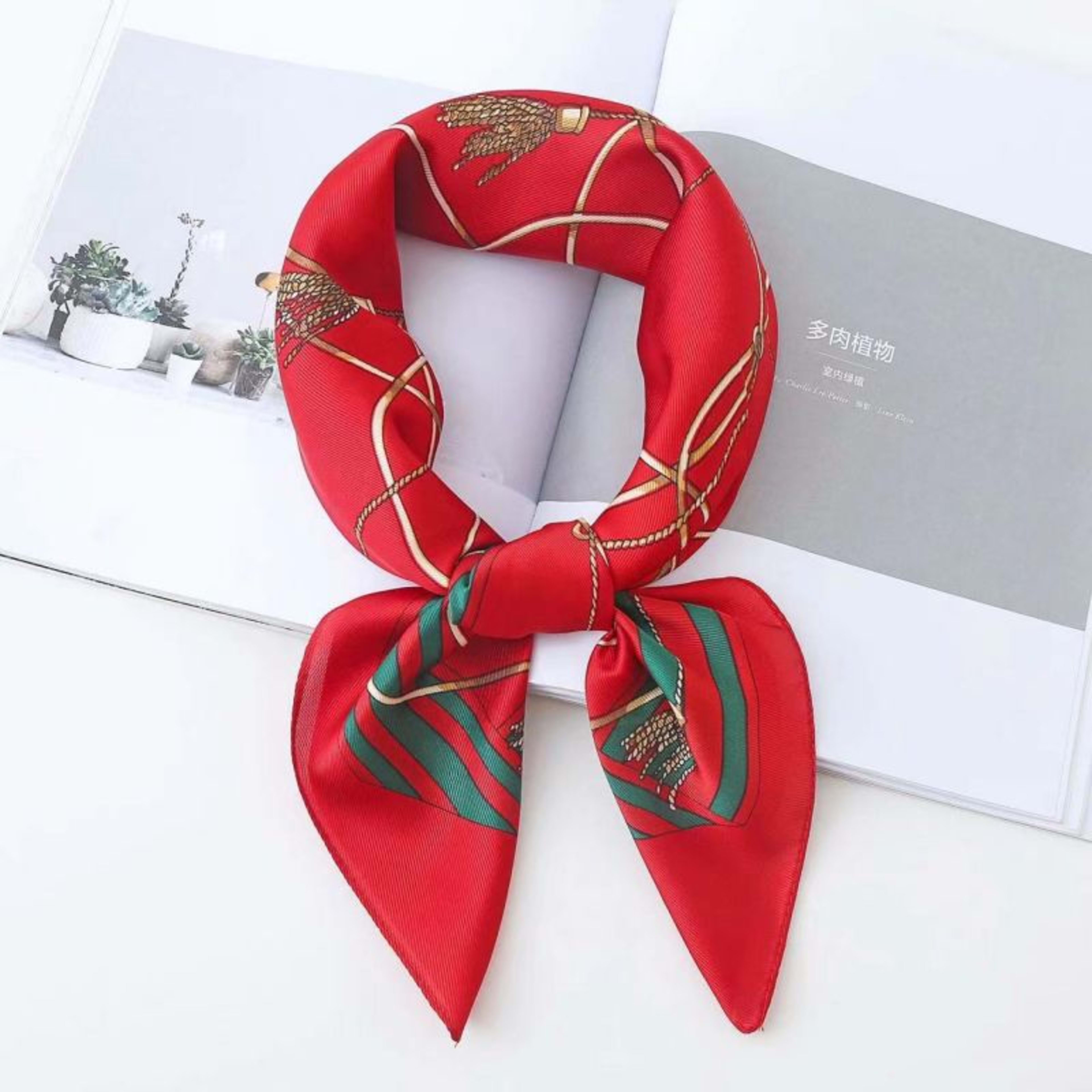 New High-end Twill Silk-look Square Scarf 11
