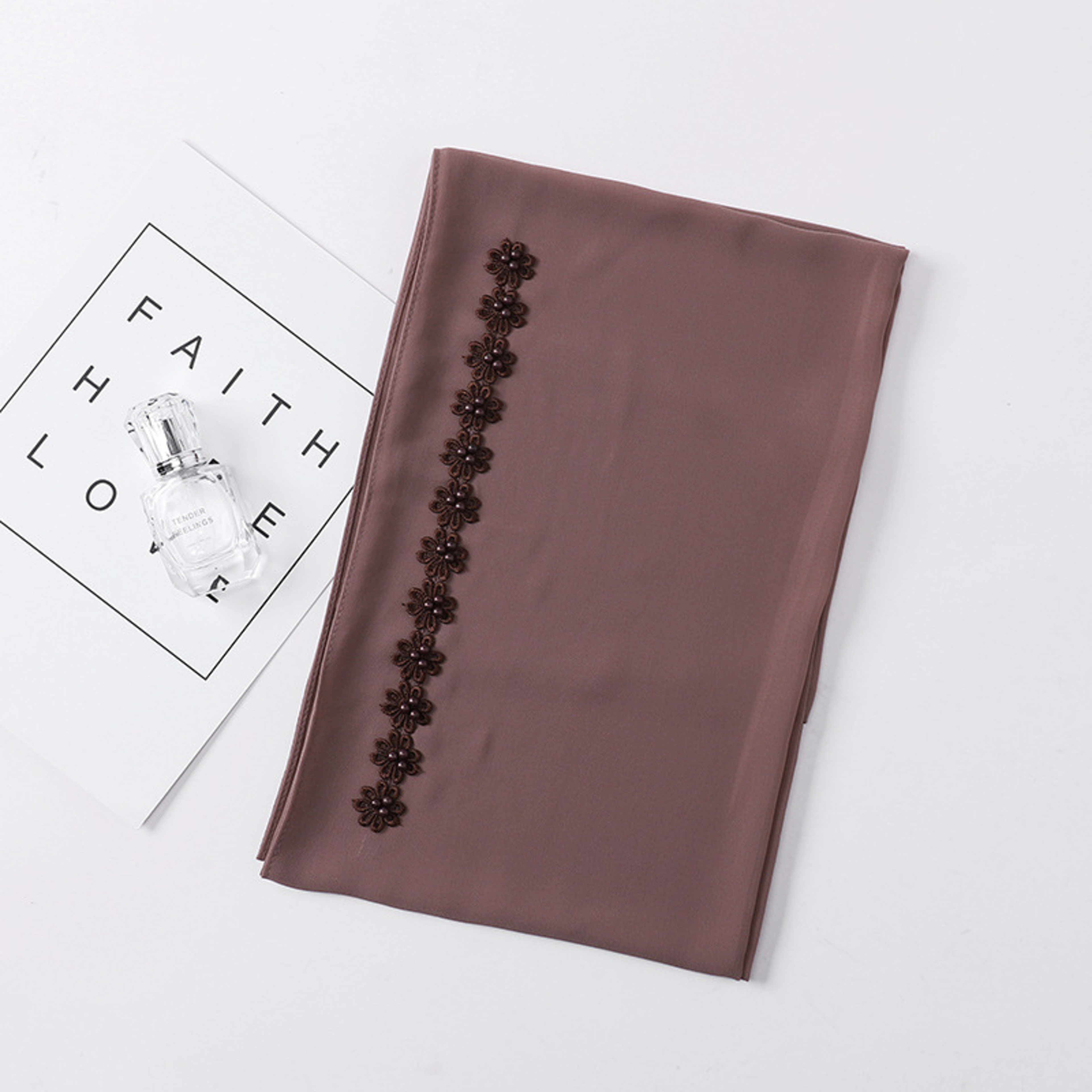 Pearl Chiffon Nail Pearl Decorative Headscarf 11