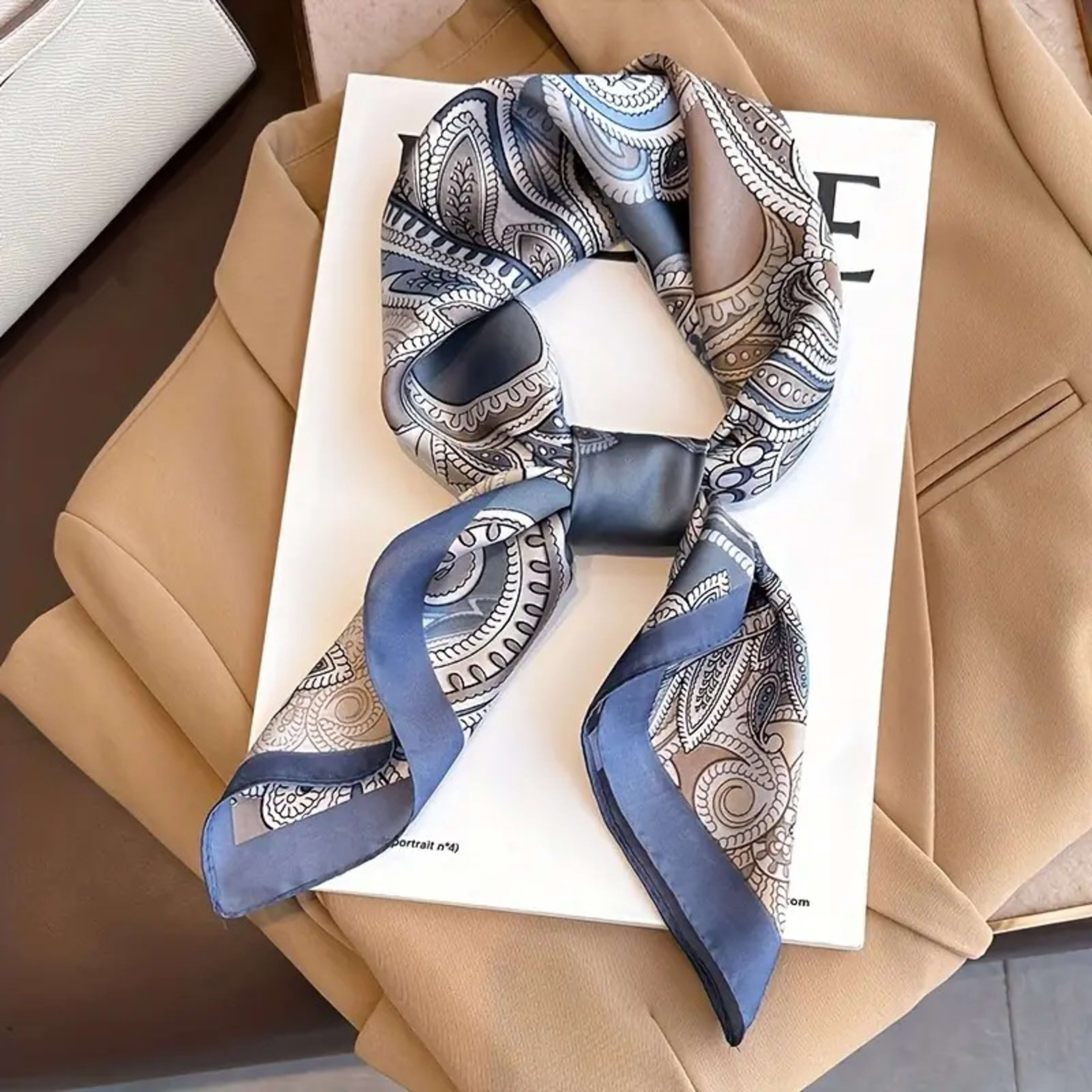 Small Scarf Vintage Printed Silk Scarf For Women 56