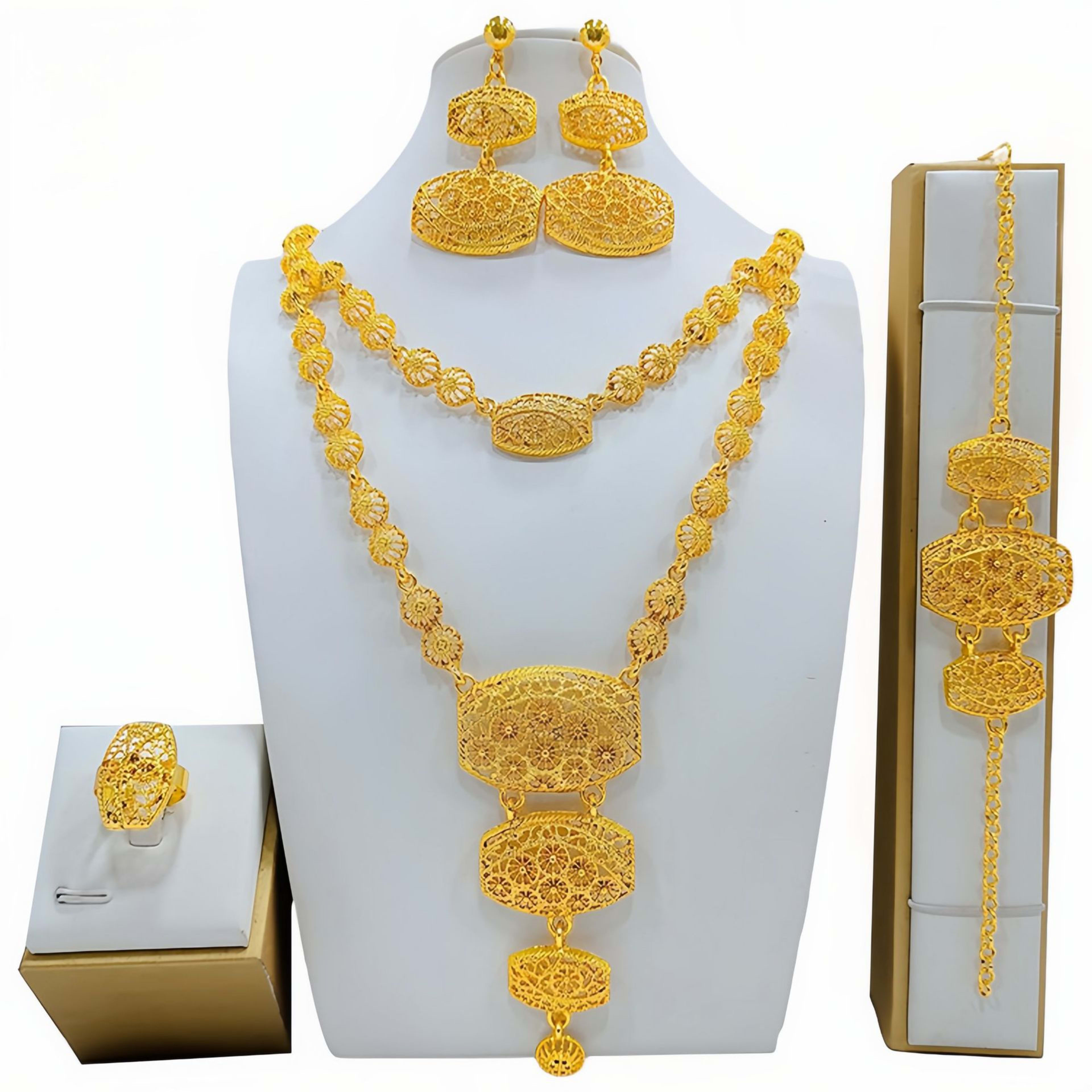 Fashion Women's Necklace Earring Ring Bracelet Suit 4