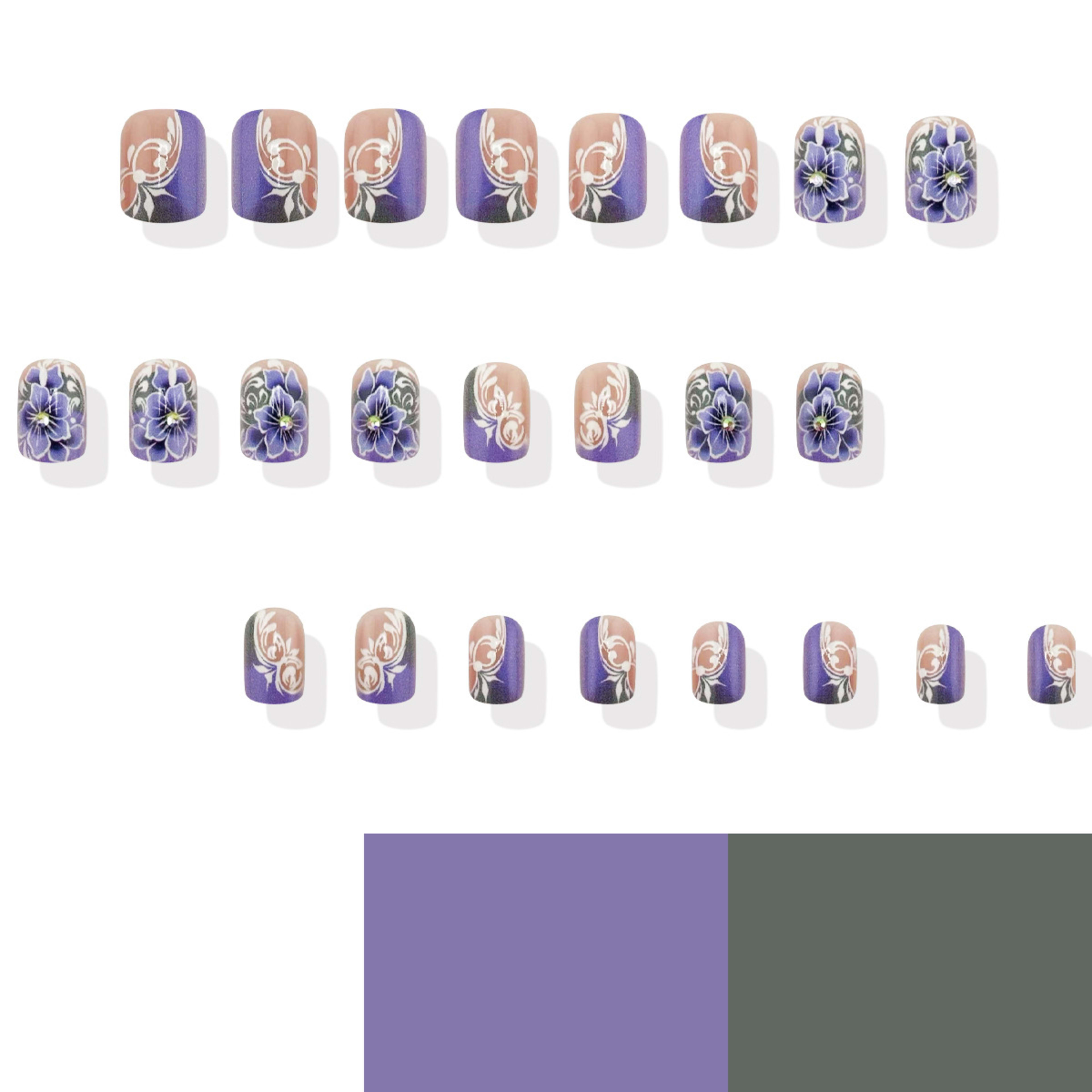 Greyish Purple European-style Line Flower Design Wear Armor Nail Stickers 4