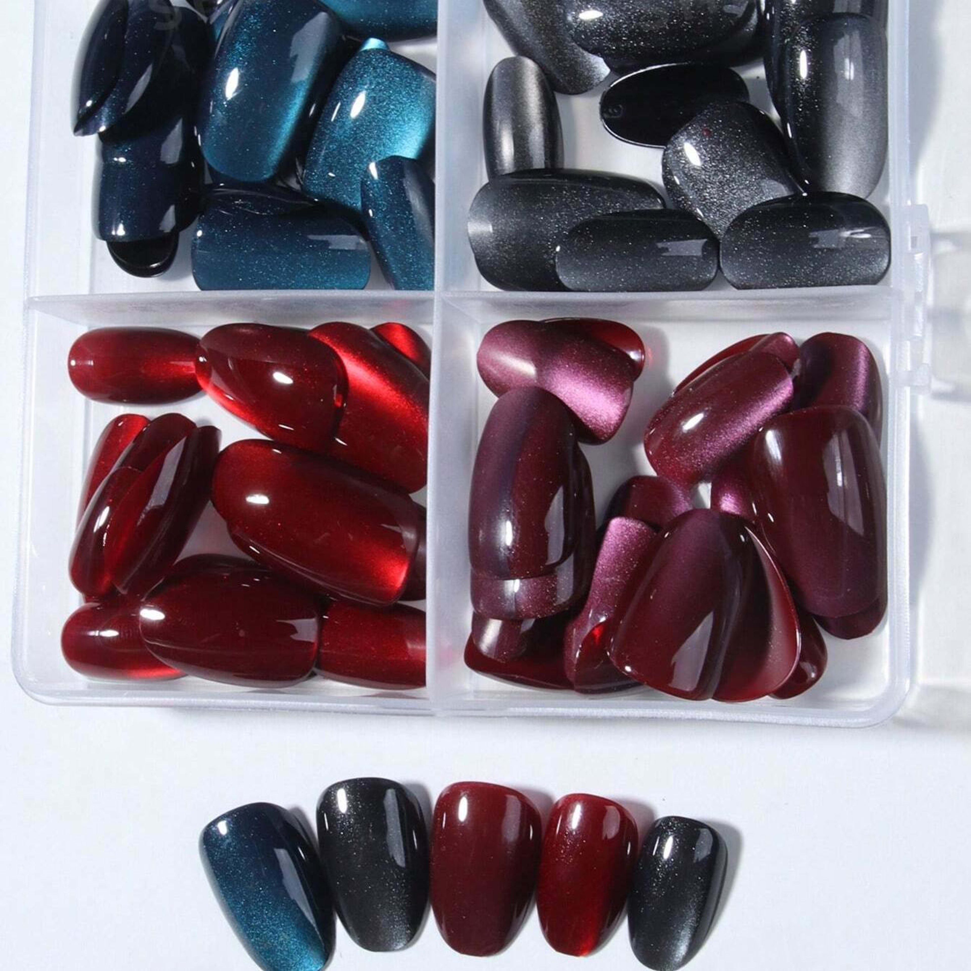 Cat Eye 4 Color Combo Wearable Nail Tips For Manicures 5