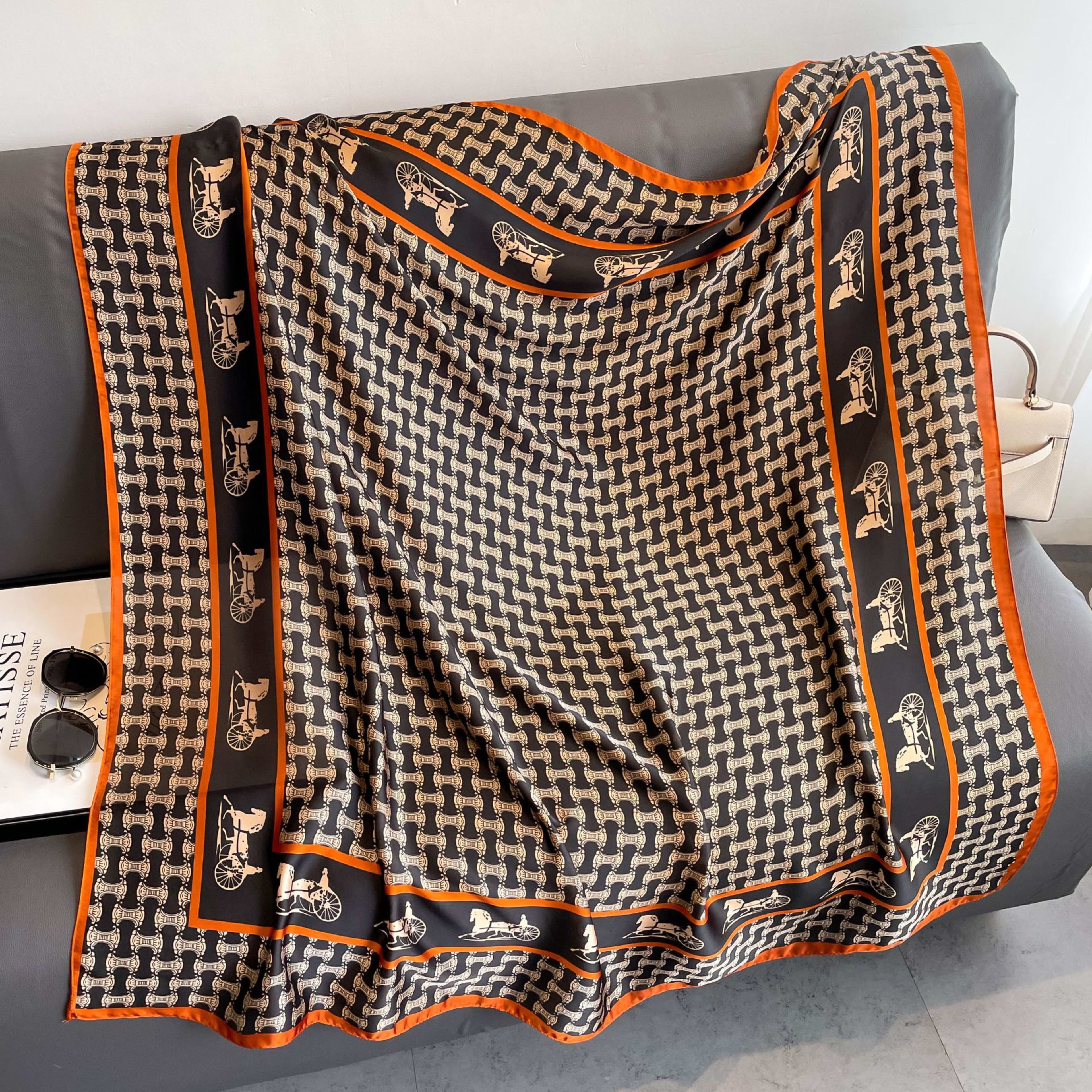 Creative Exotic-print Versatile Silk Scarf 10