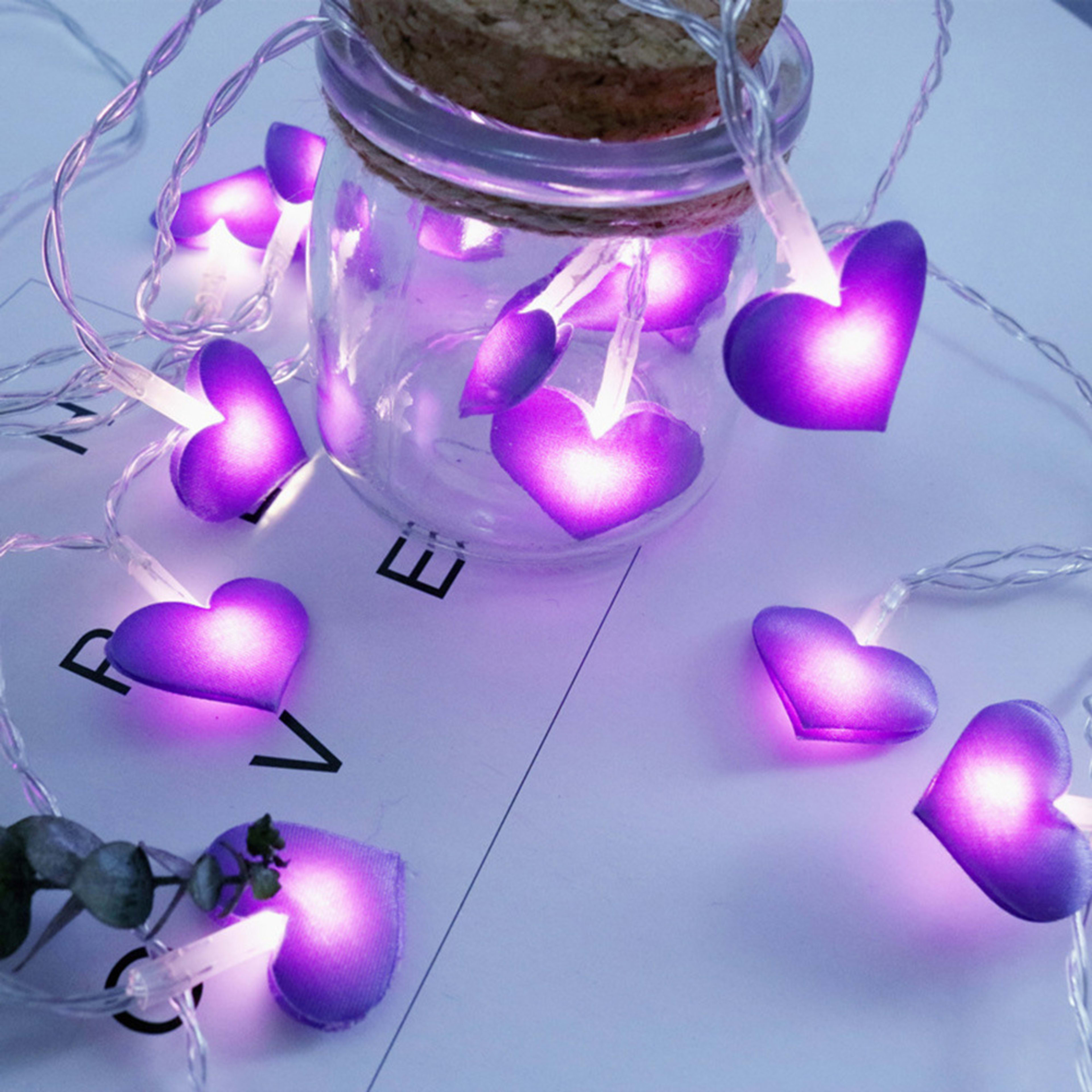 Fabric Love Lighting Chain Decorative Heart-shaped Romantic 5