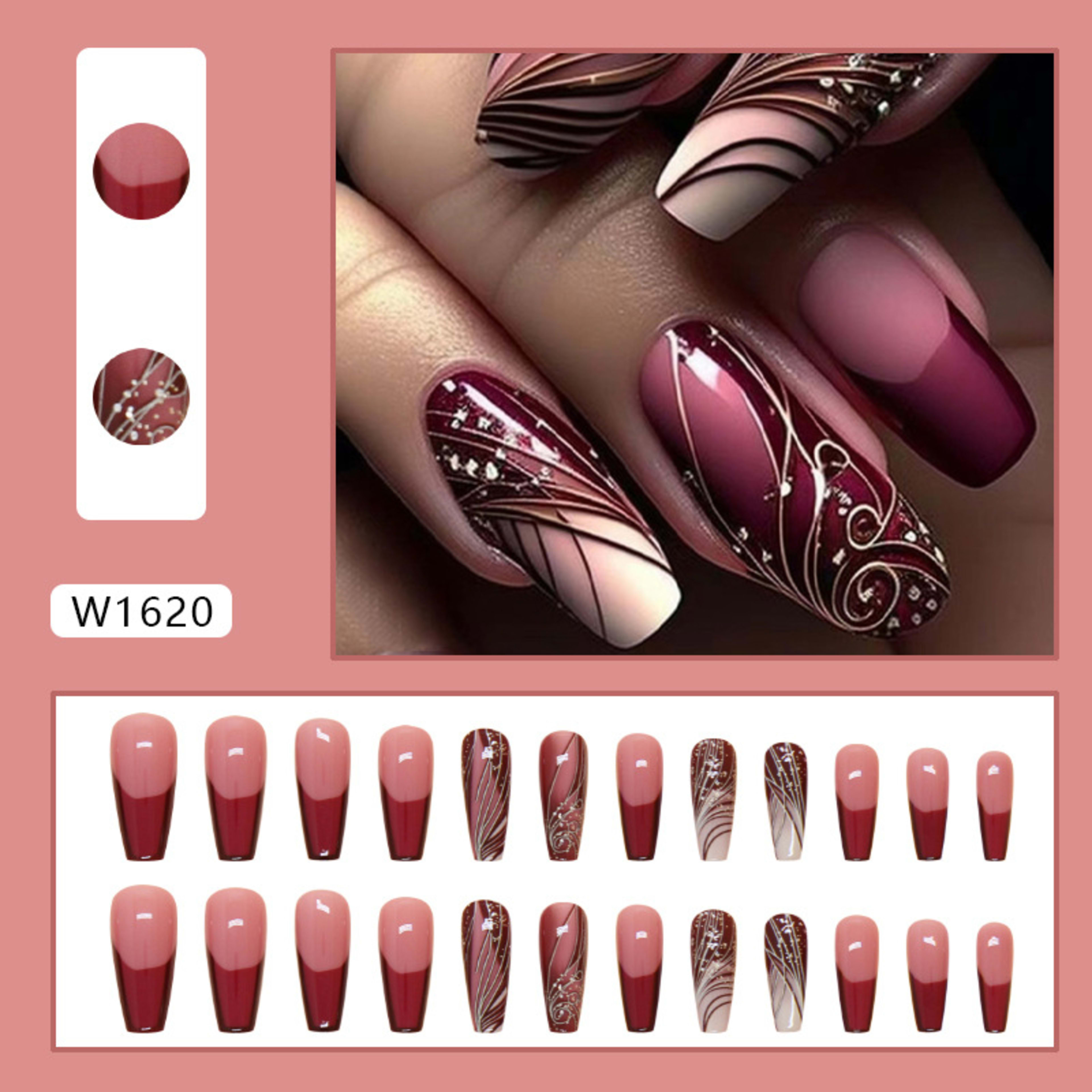 Line Pattern Fake Nails Wear Nail Removable Nail Sticker Patch 1