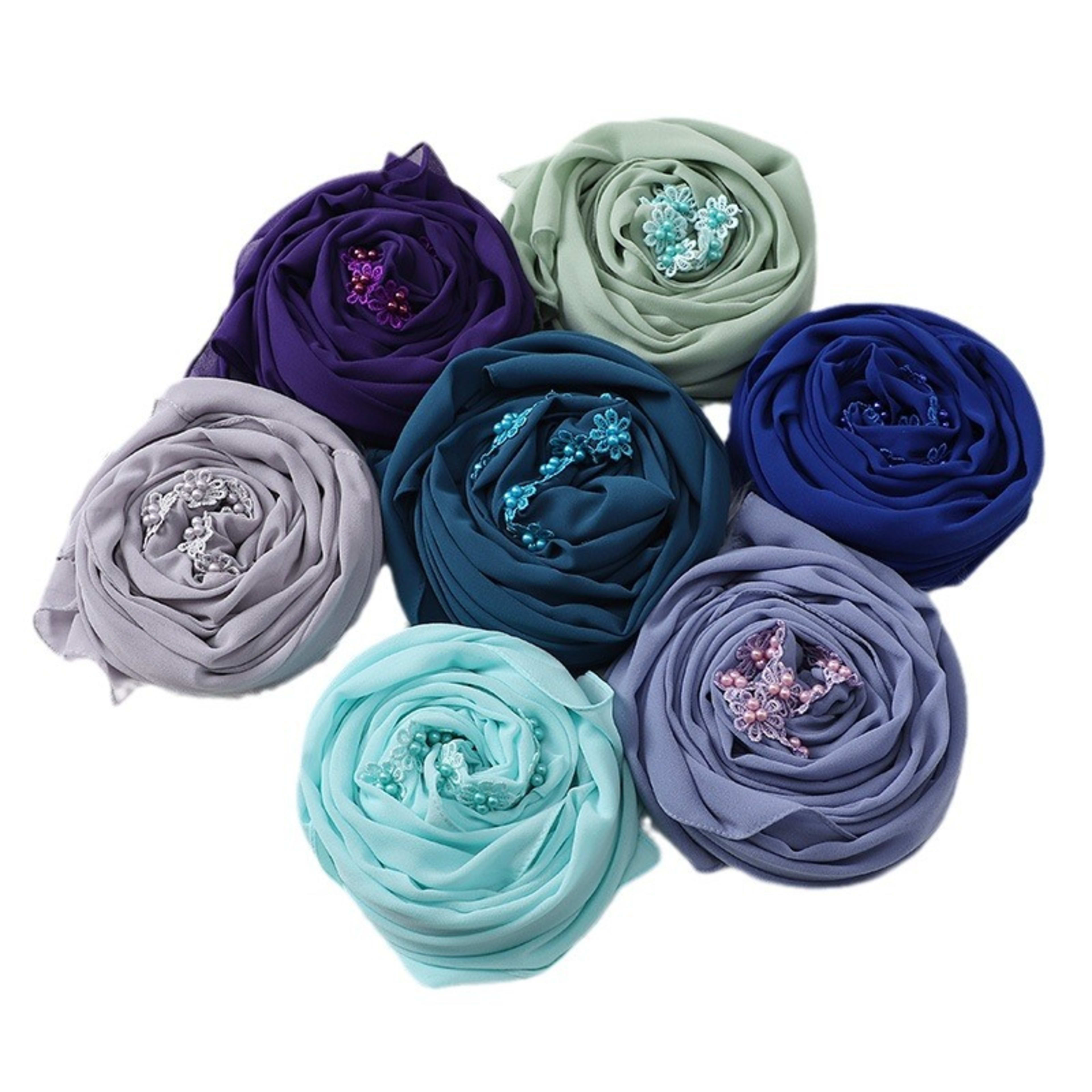Pearl Chiffon Nail Pearl Decorative Headscarf 19