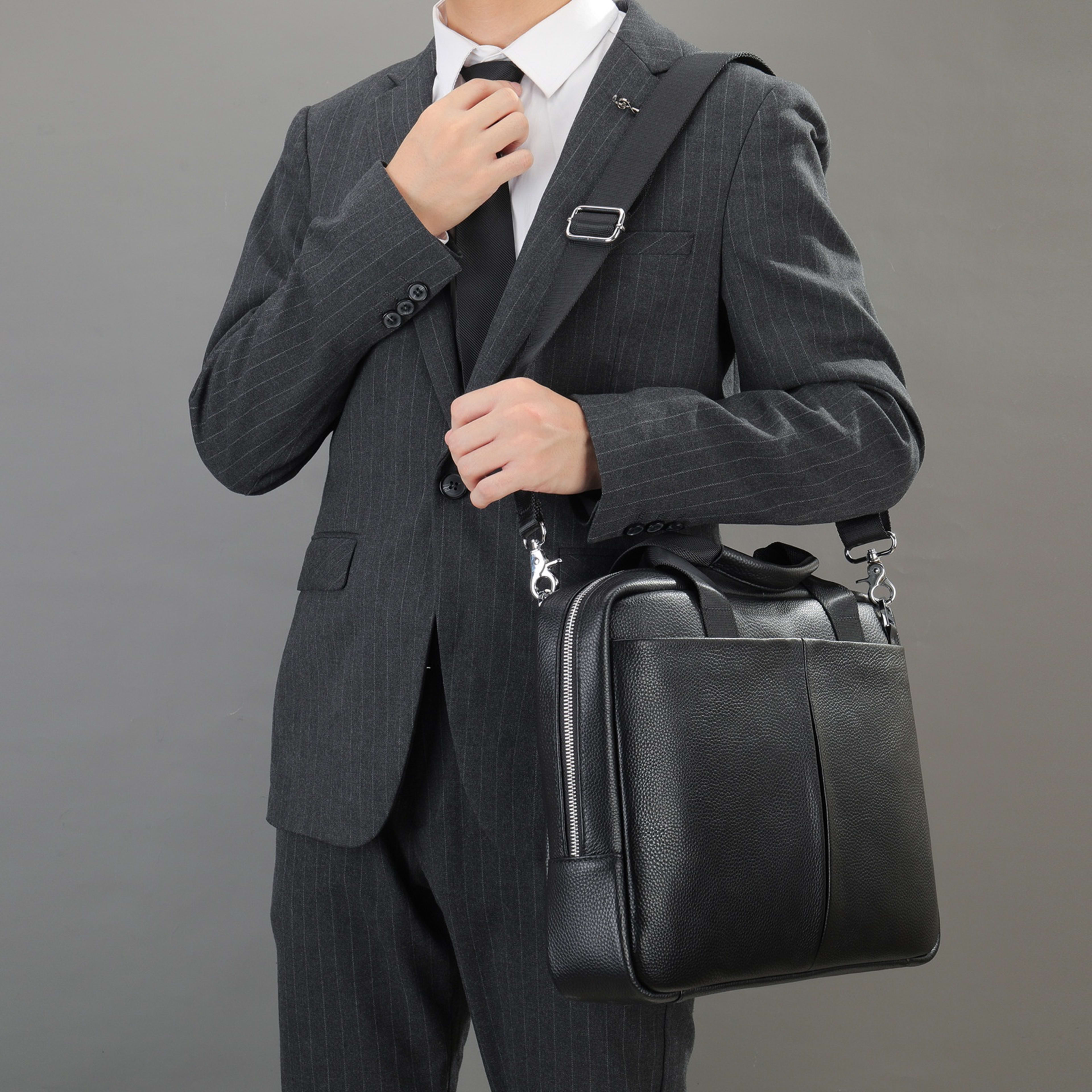Genuine Leather Large Capacity Briefcase Men's Horizontal First Layer Cowhide Computer Storage Bag 7