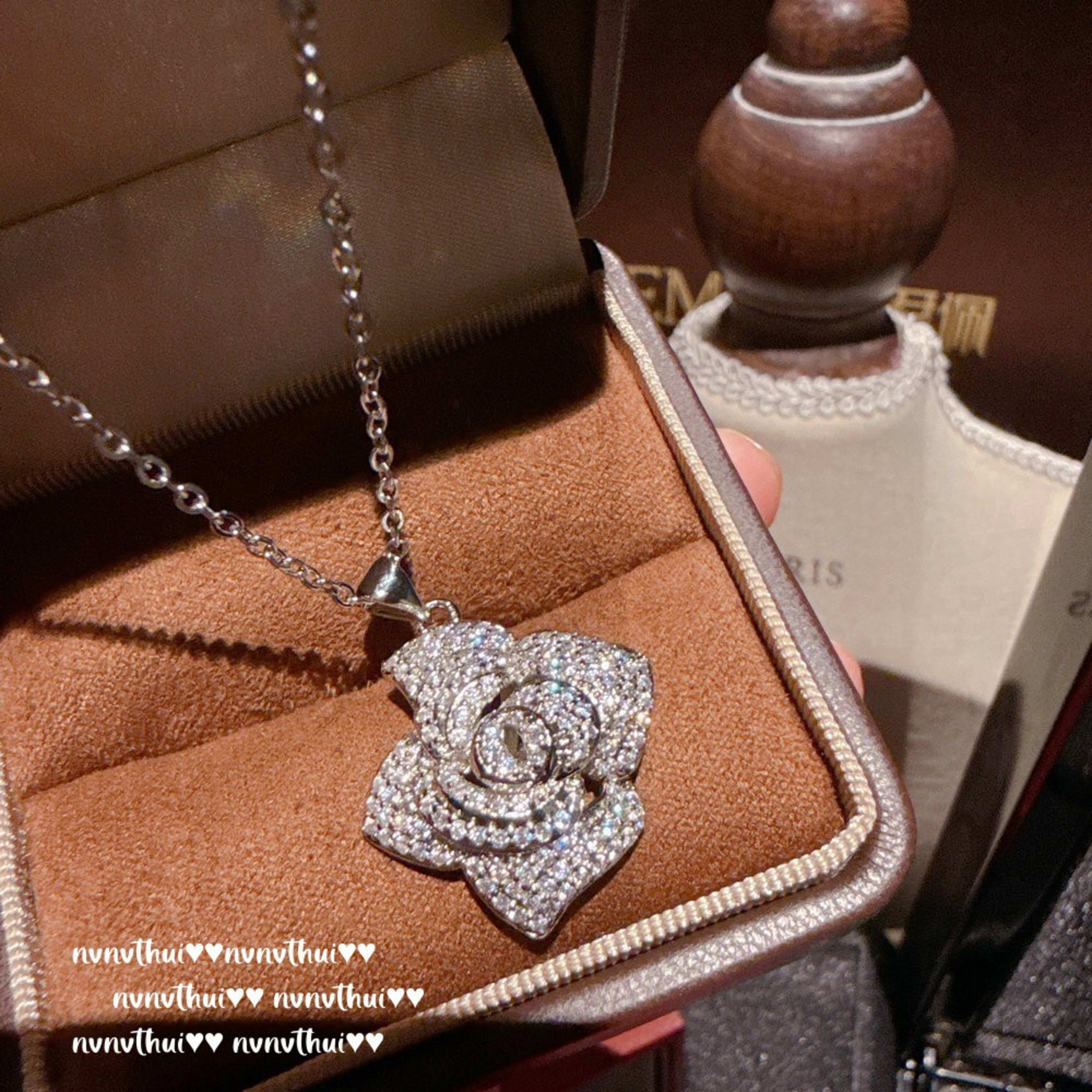 Fog Color Enchantress Camellia Gemstone Necklace Rich Charming Rose Zircon Earrings Bracelet Suit 5