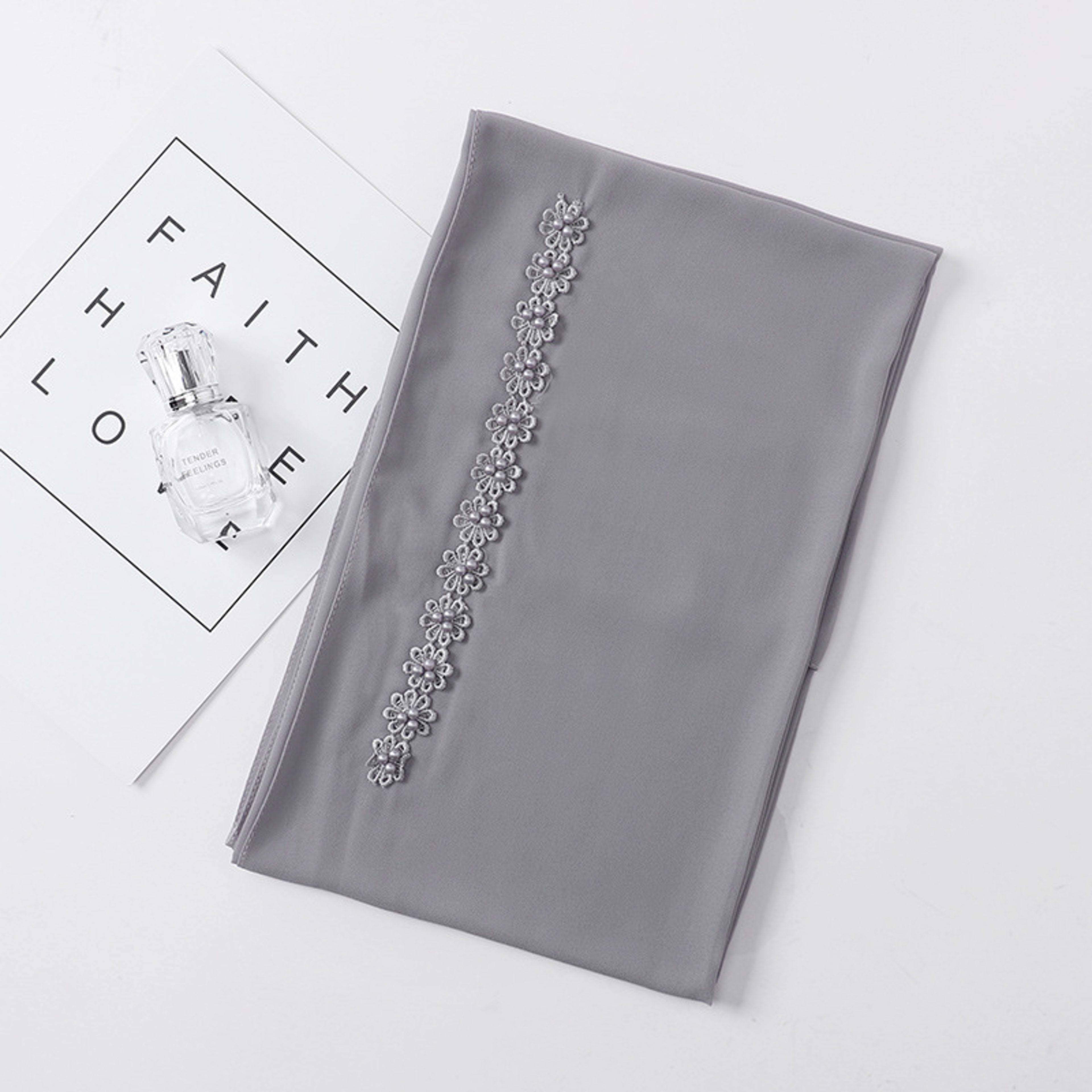 Pearl Chiffon Nail Pearl Decorative Headscarf 8
