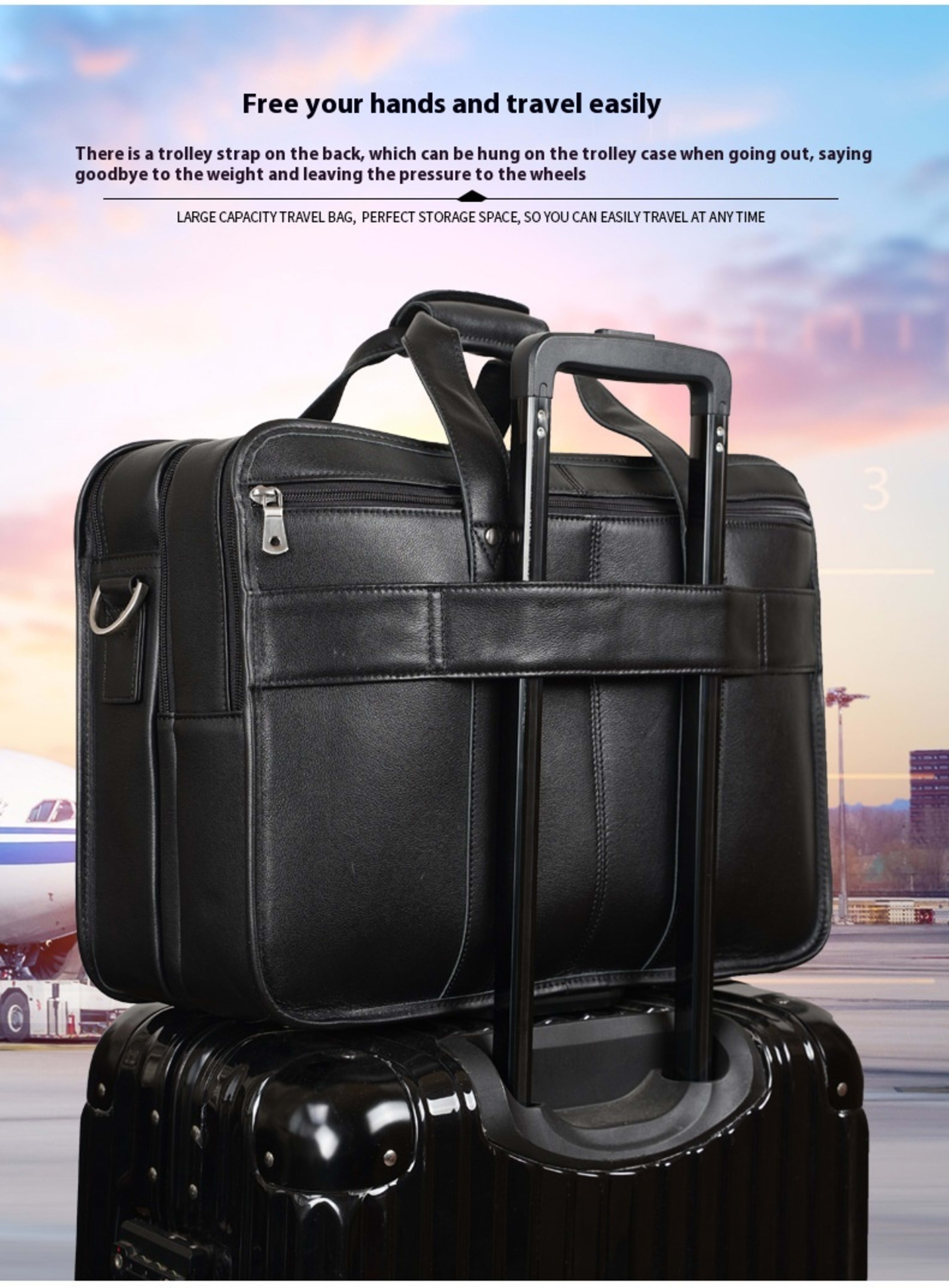 Tiding Leather Leather Business First Layer Cowhide 17-inch Laptop Bag 2