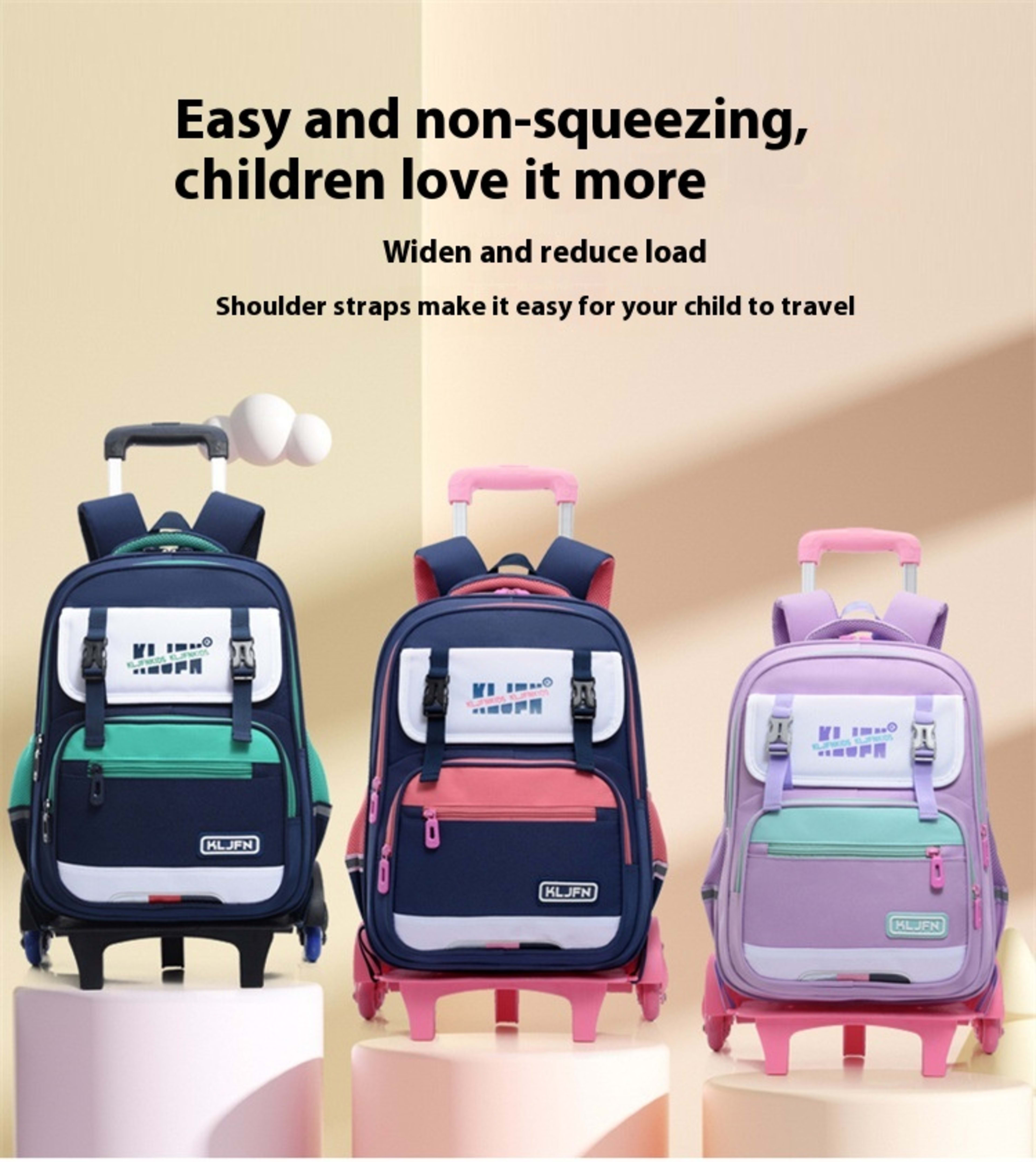 Children's Trolley Lightweight Shoulder Pad Wear-resistant Large Capacity Spine Protection Backpack Waterproof 15