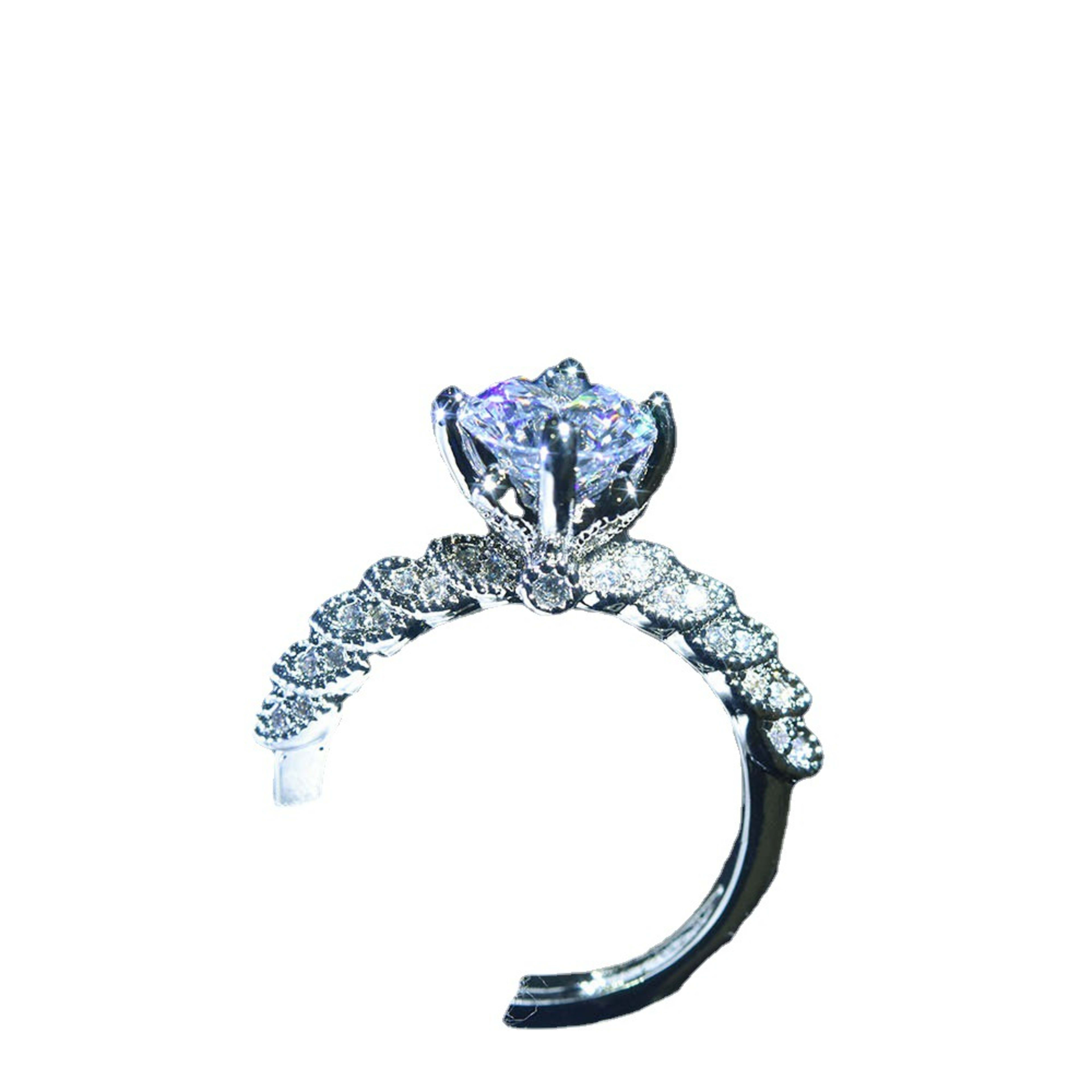 Platinum Plated Moissanite Goddess Of Fortune Ring 6