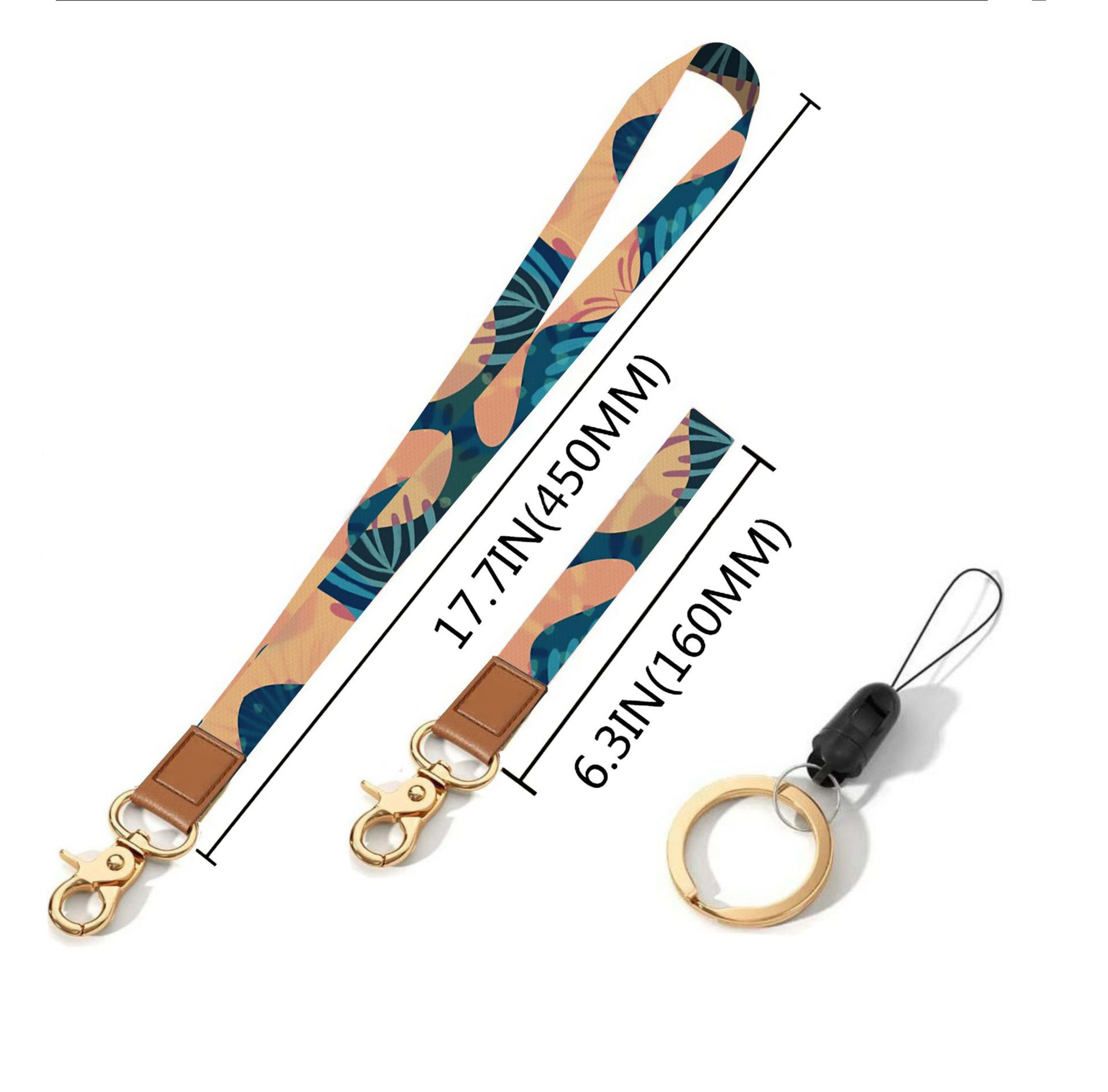 Leather-Polyester Wrist-Neck Dual-Use Keychain Lanyard 2