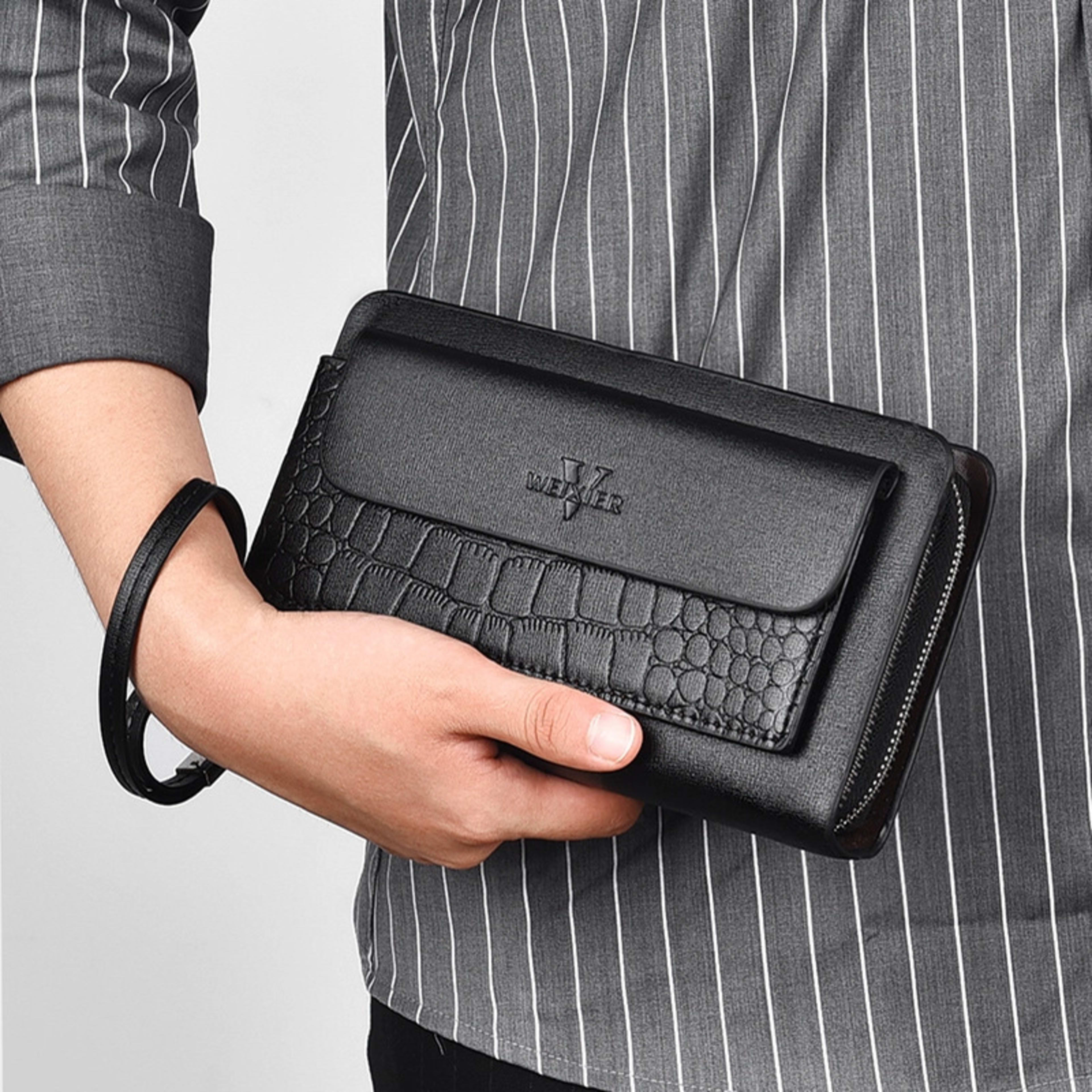 Retro Multiple Card Slots Double Zip Wallet Men 5