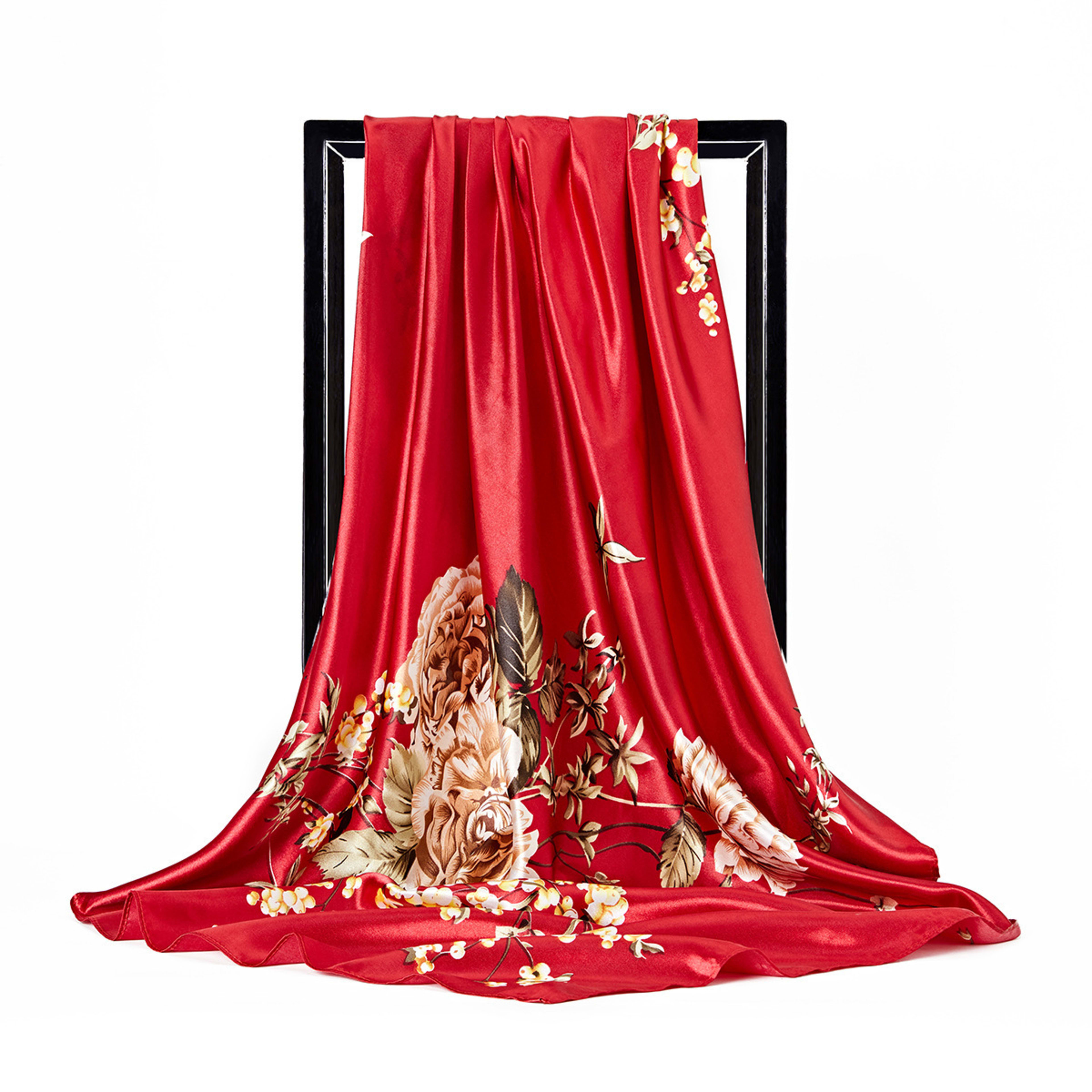 Retro Printed Silk Scarf Womens All-Match Shawl Headscarf 15