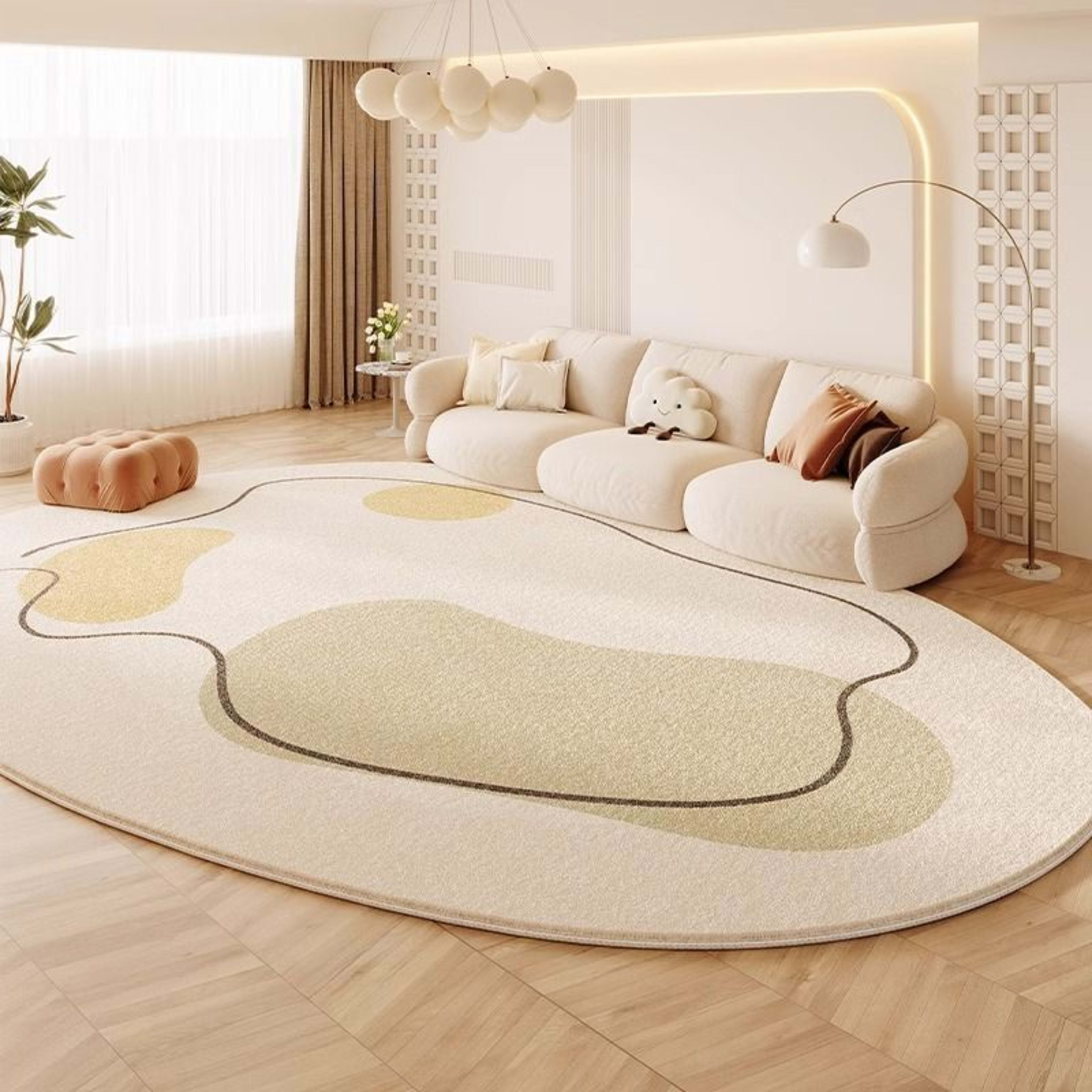 Cream Colored Stain-resistant And Easy To Maintain Cashmere Look Rug 10