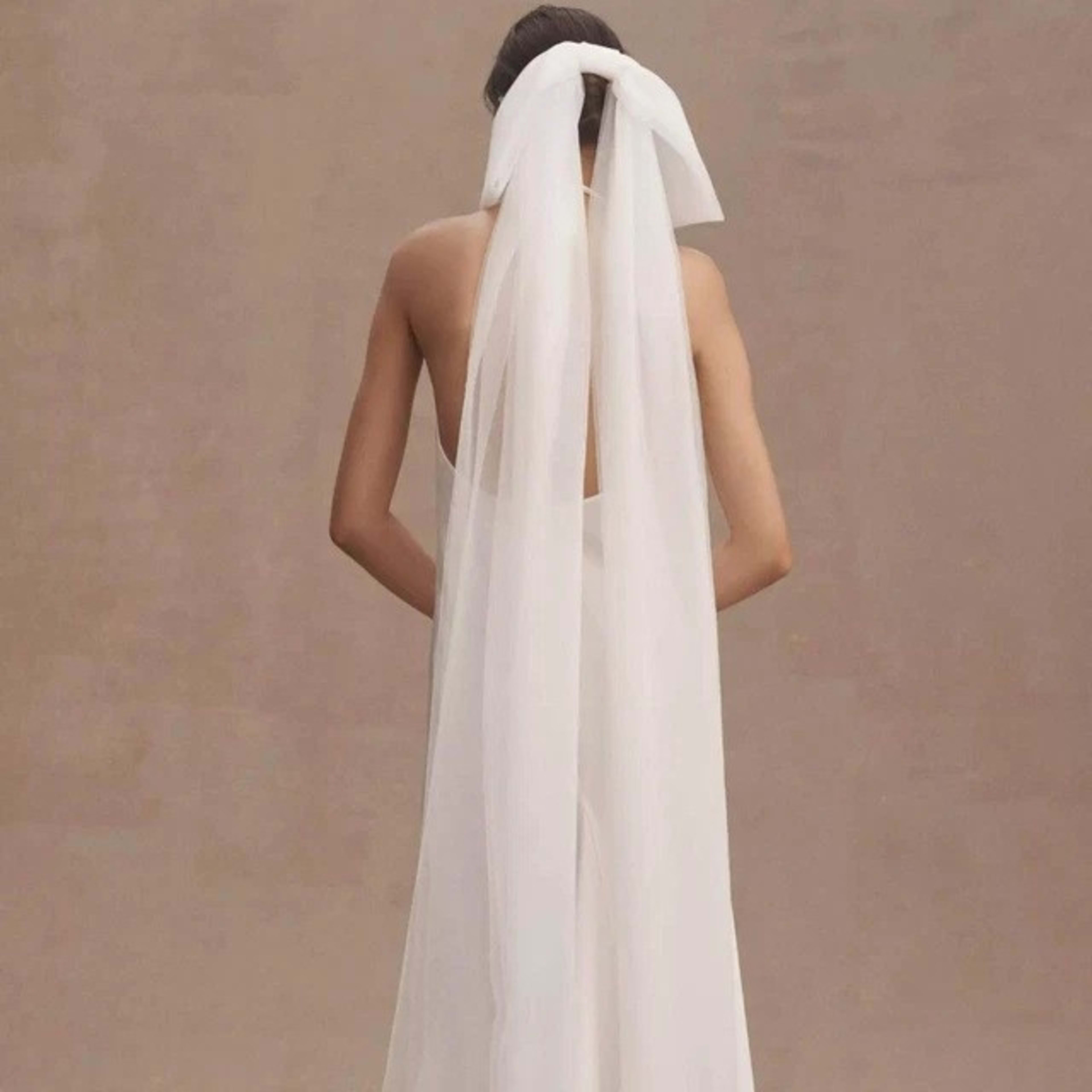 New Minimalist White Double-layer Tulle Bridal Veil With A Bow 4