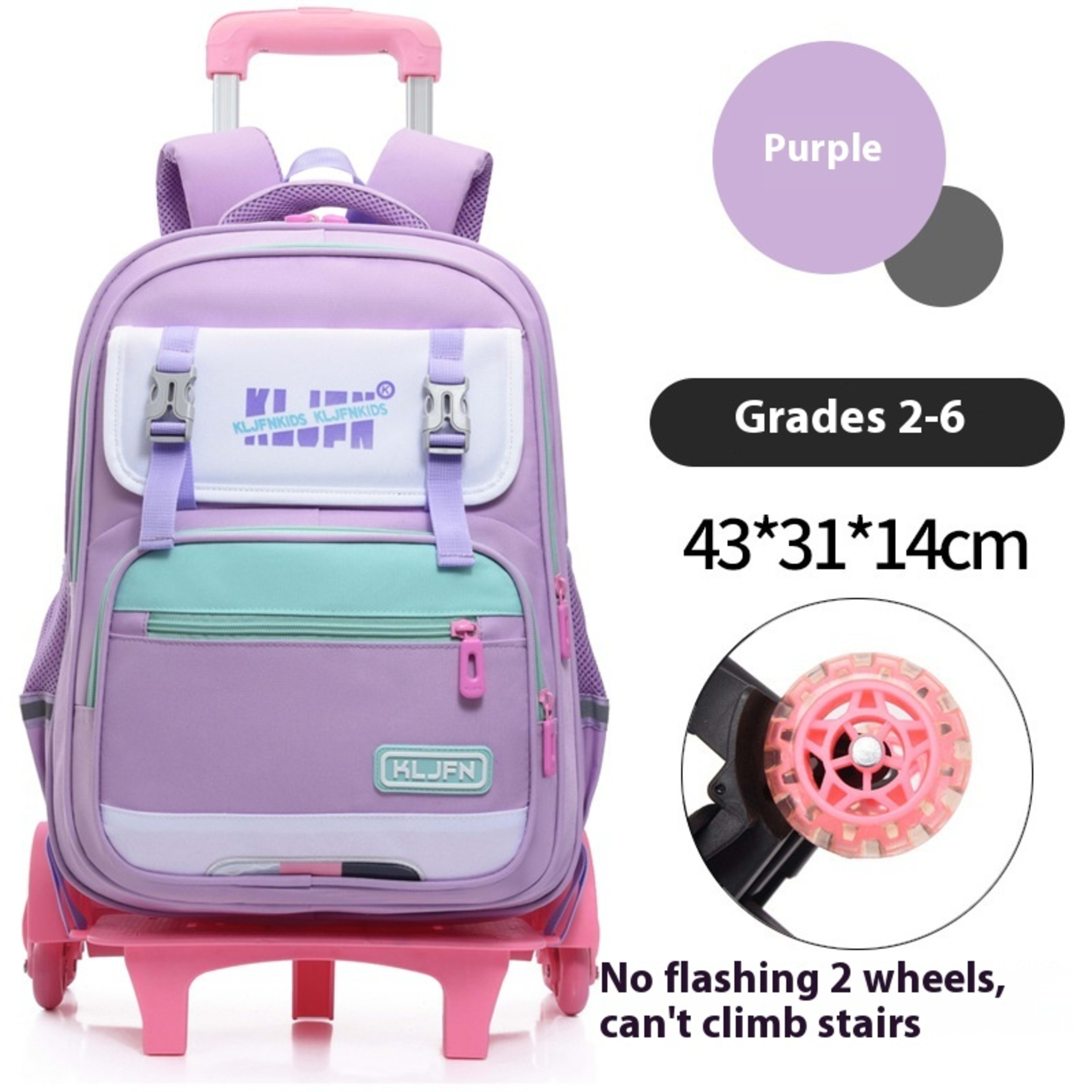 Children's Trolley Lightweight Shoulder Pad Wear-resistant Large Capacity Spine Protection Backpack Waterproof 23