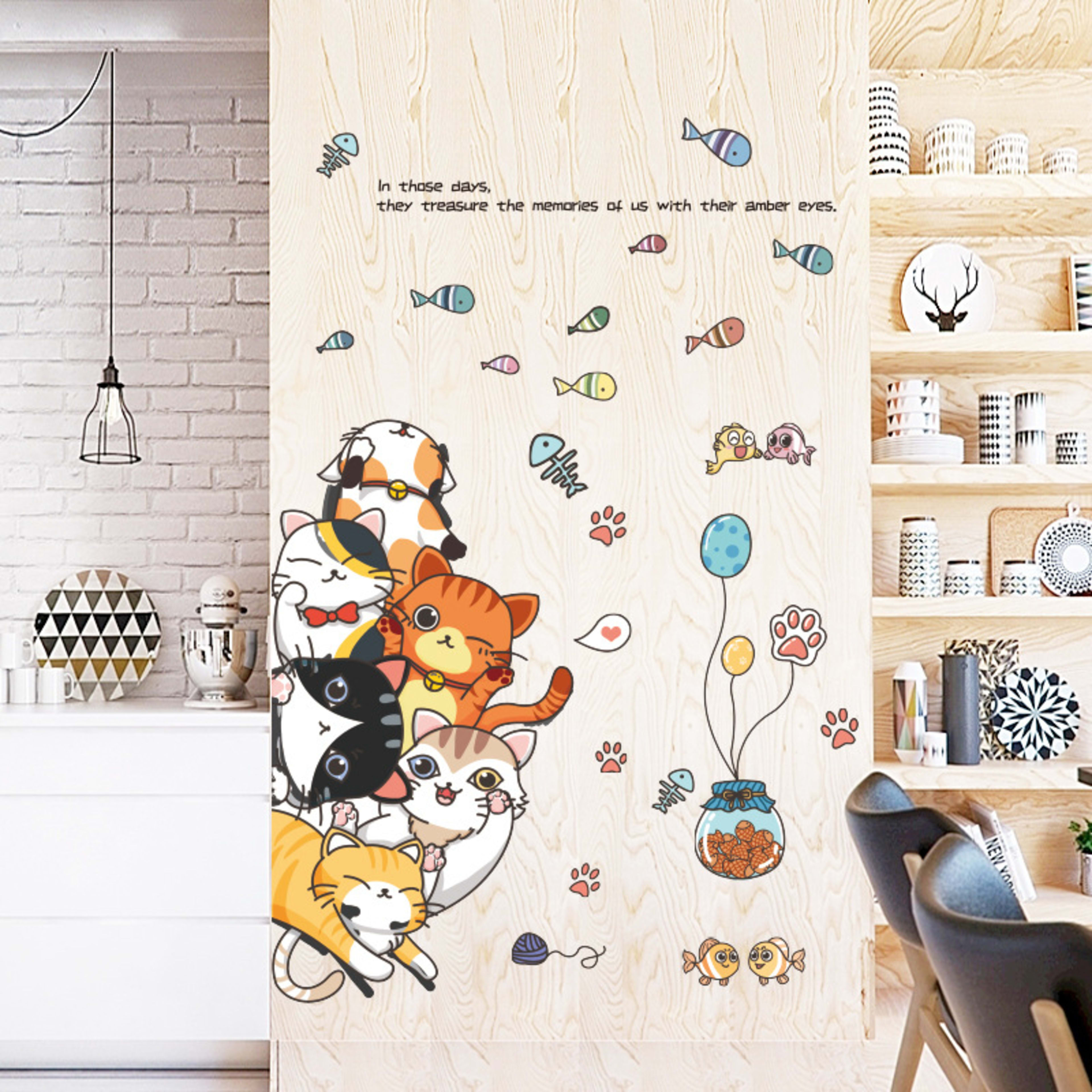 Cat Jiaraohan Children's Room Bedroom Decorative Door Sticker 2