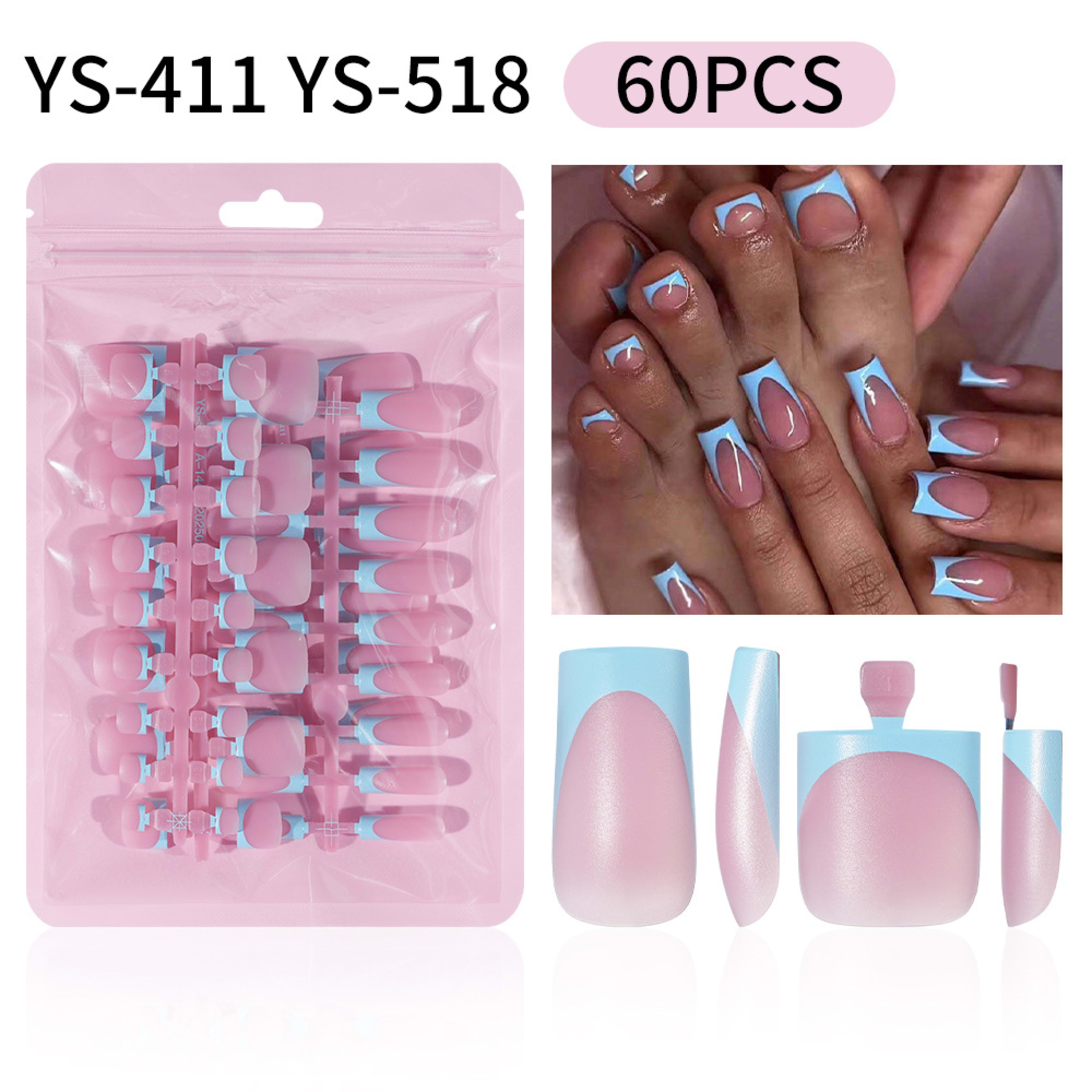 60-piece Set Of Square French Matte Nail Tips 3