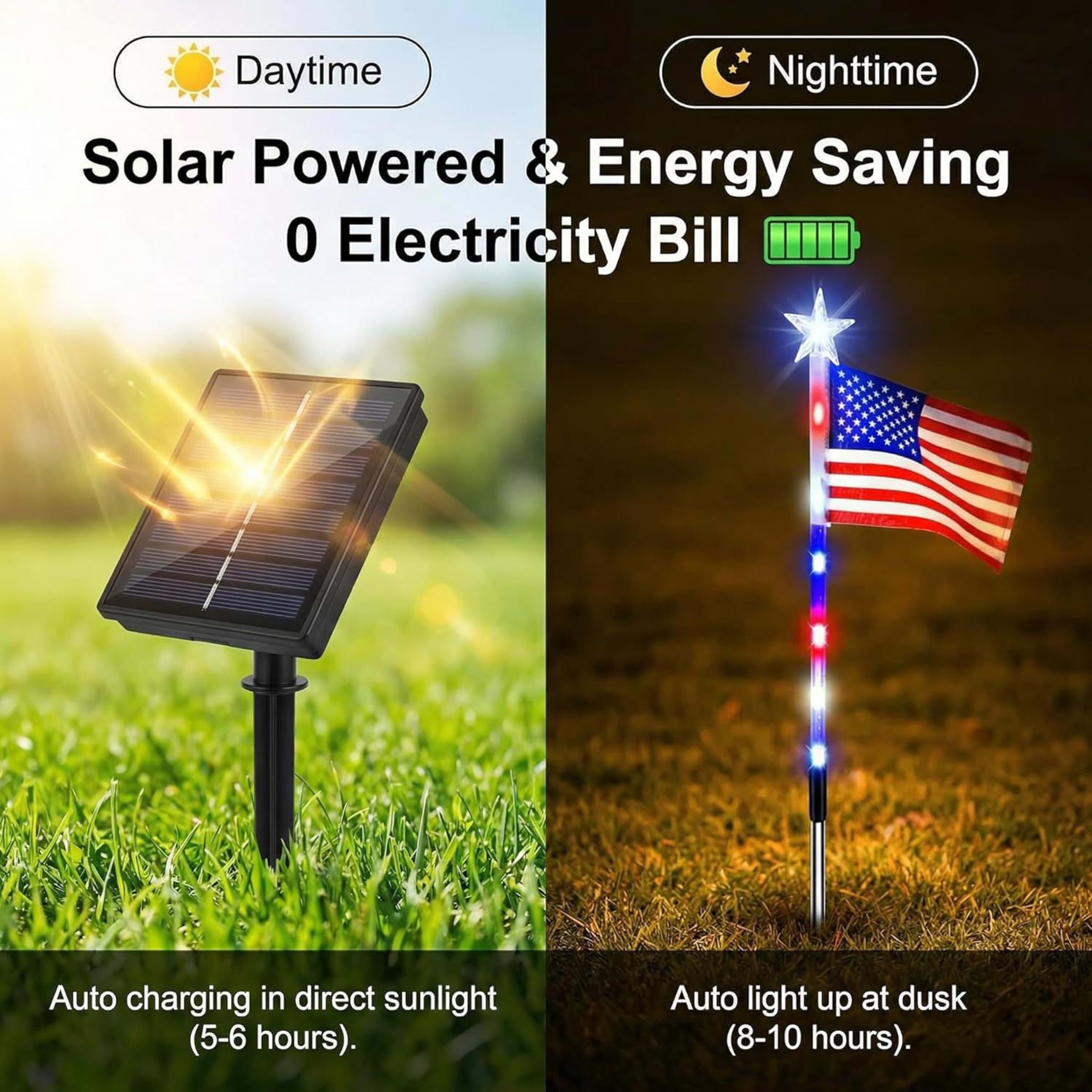 LED Solar-Powered National Flag For Outdoor Courtyards And Villas