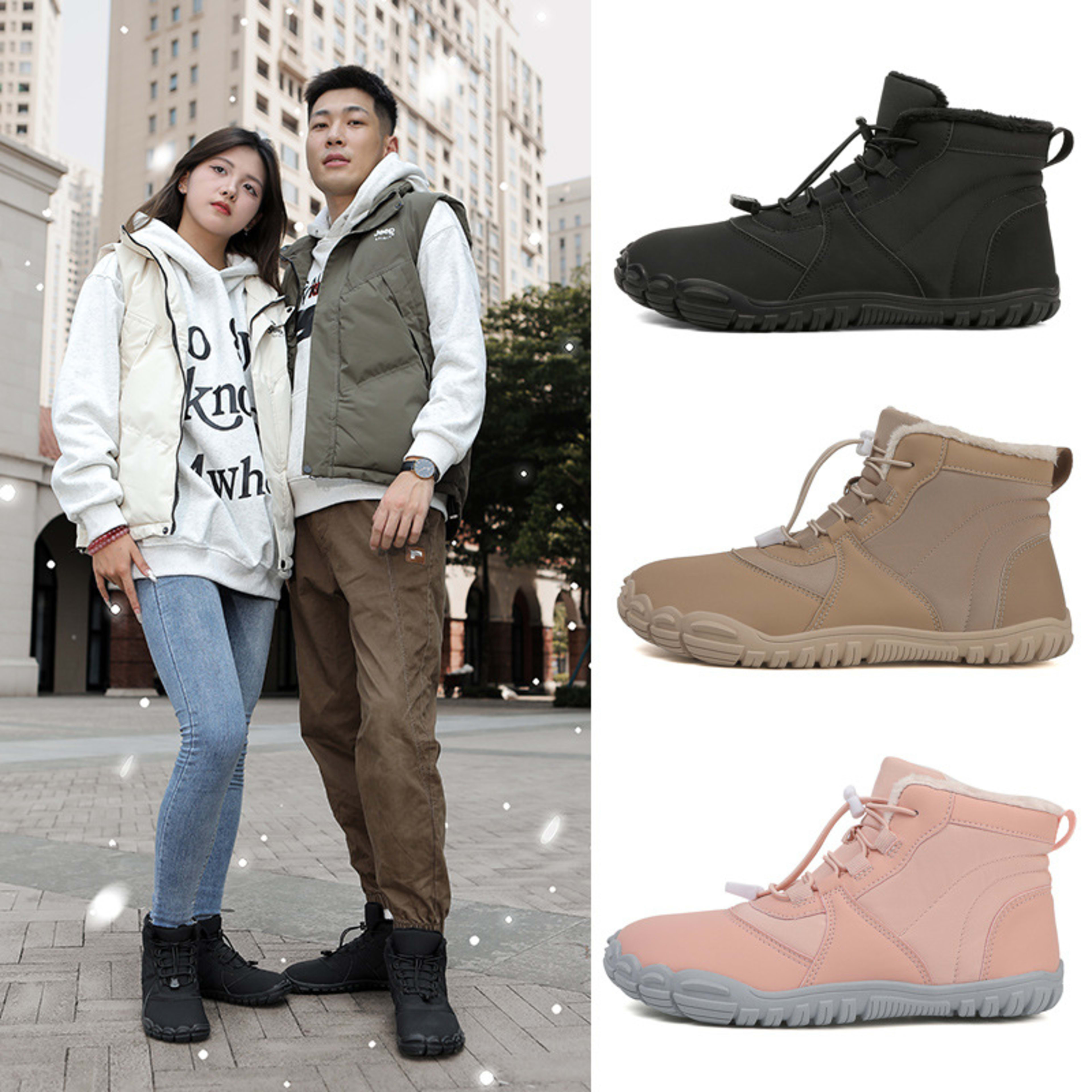 Outdoor Snow Boots Non-slip Waterproof Fleece-lined Insulated Cotton-padded Shoes 4