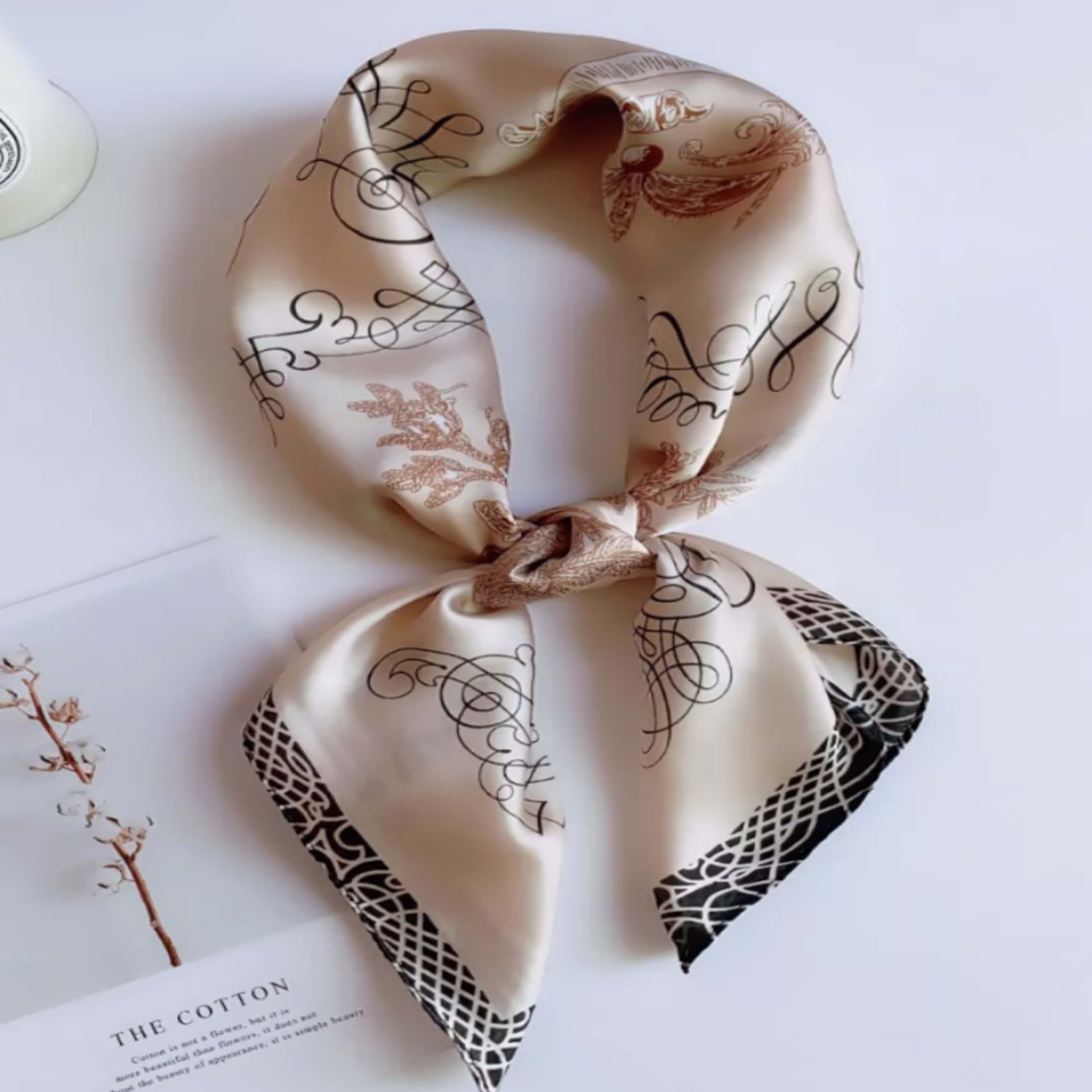 Small Scarf Vintage Printed Silk Scarf For Women 69