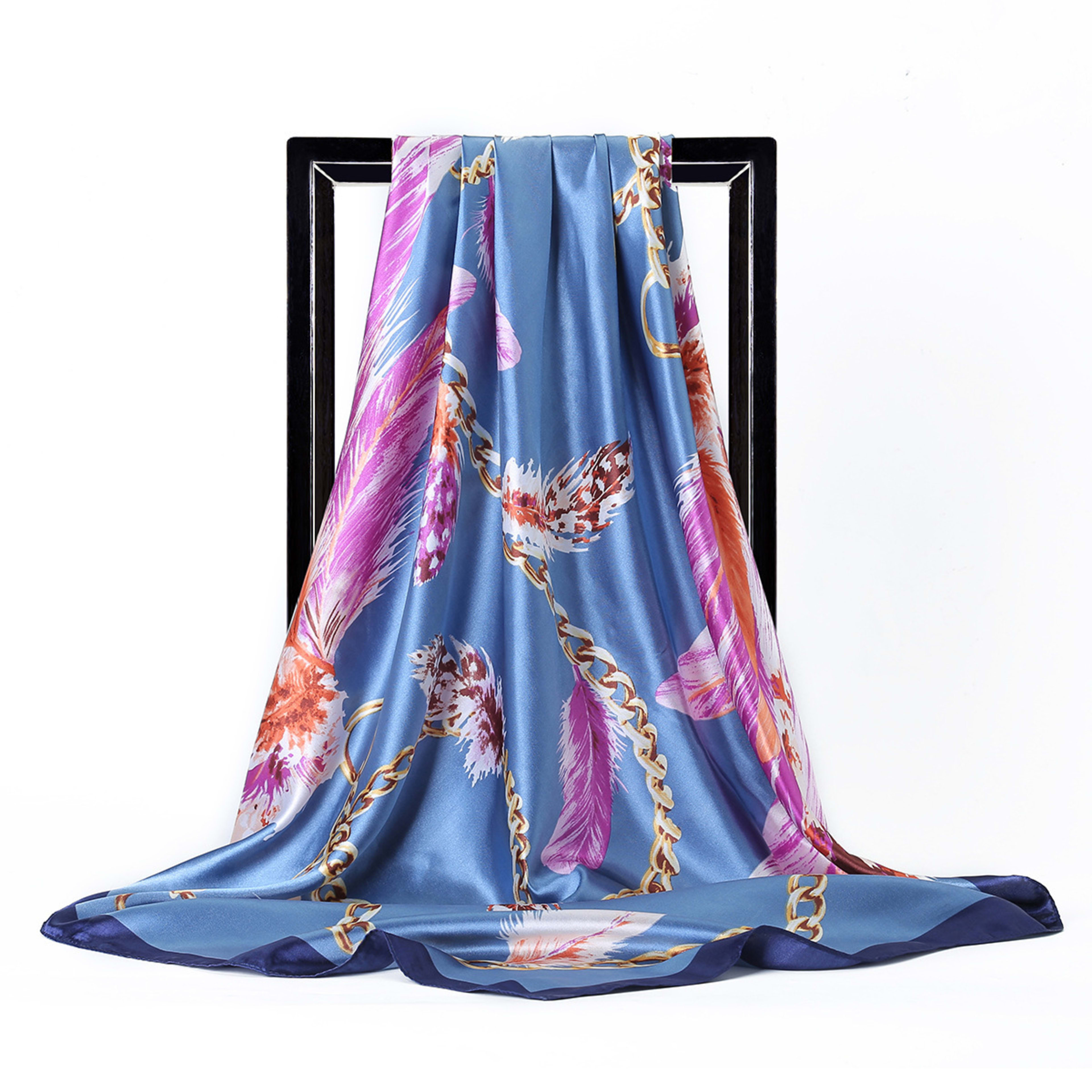 Retro Printed Silk Scarf Womens All-Match Shawl Headscarf 20