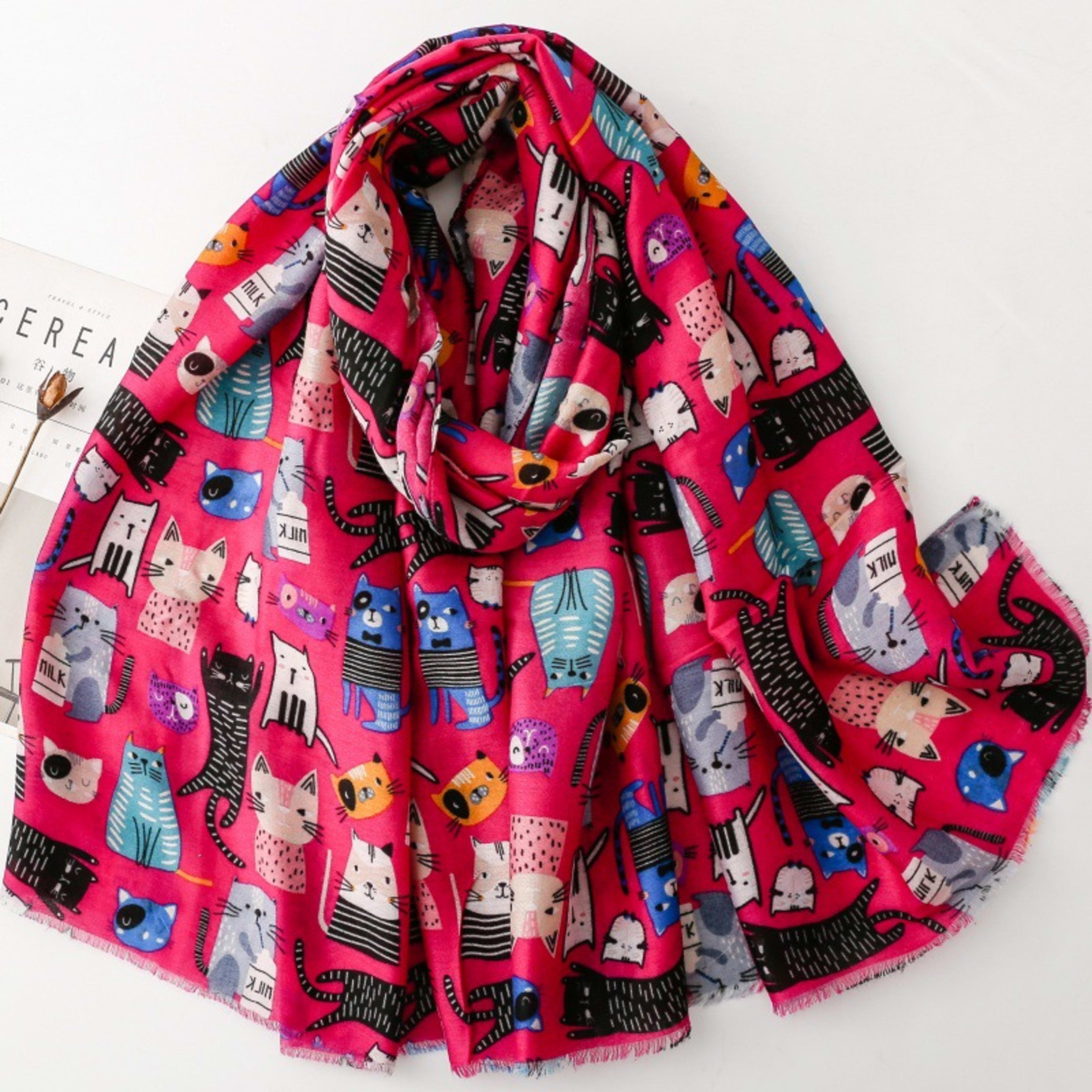 Cute Cat-patterned Scarf Korean Style 7