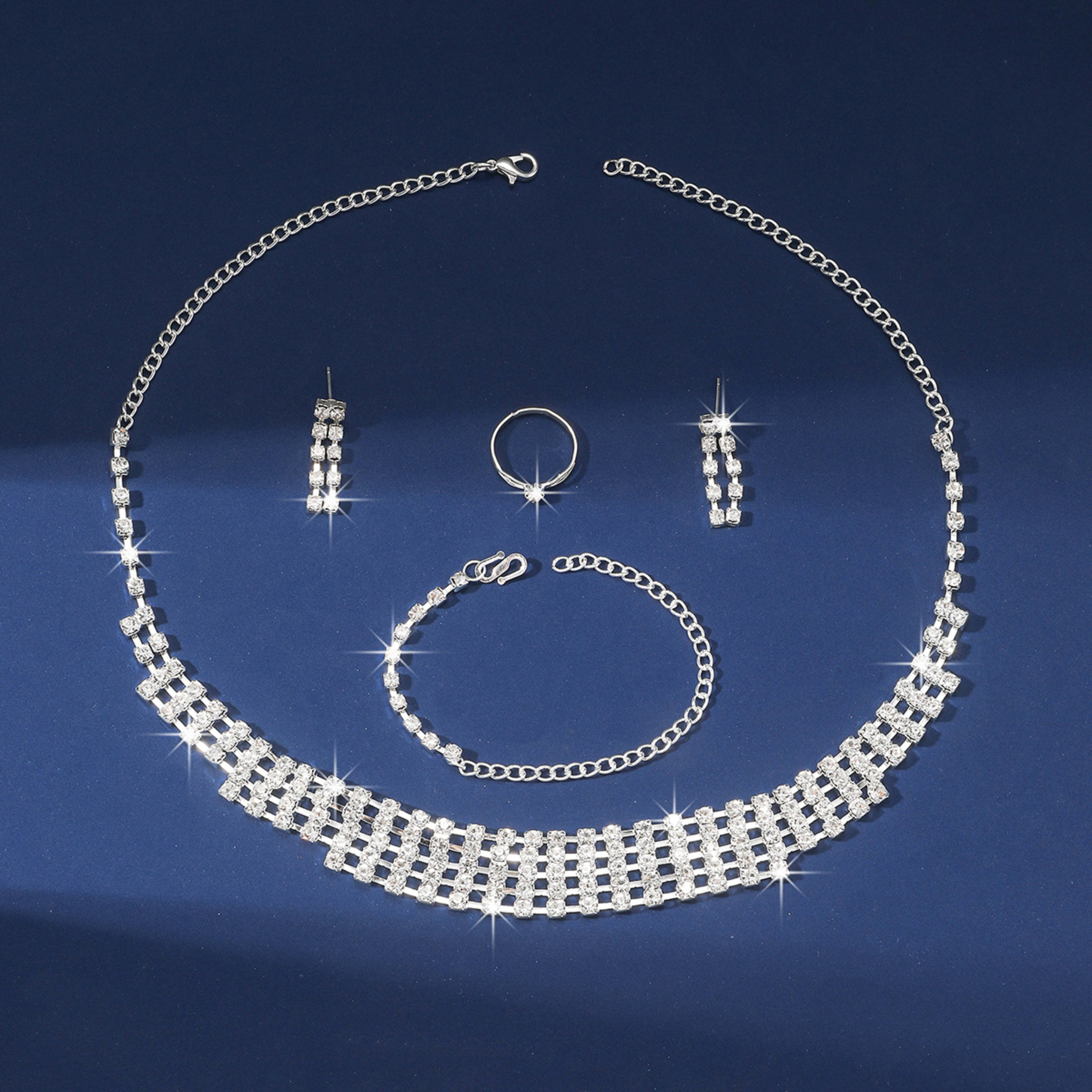 Claw Chain Necklace Bracelet Earrings Four-piece Ring Set Pack 4