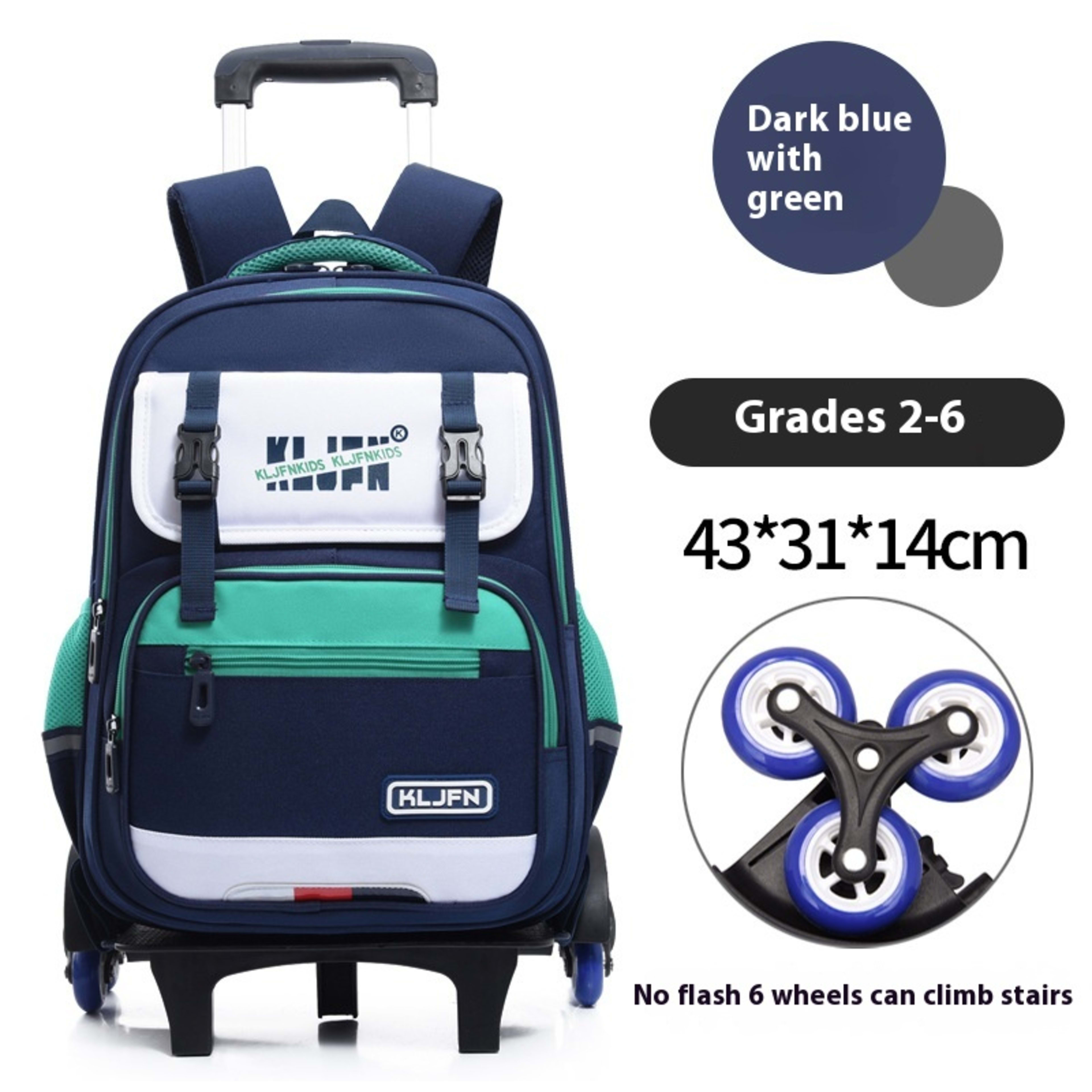 Children's Trolley Lightweight Shoulder Pad Wear-resistant Large Capacity Spine Protection Backpack Waterproof 34