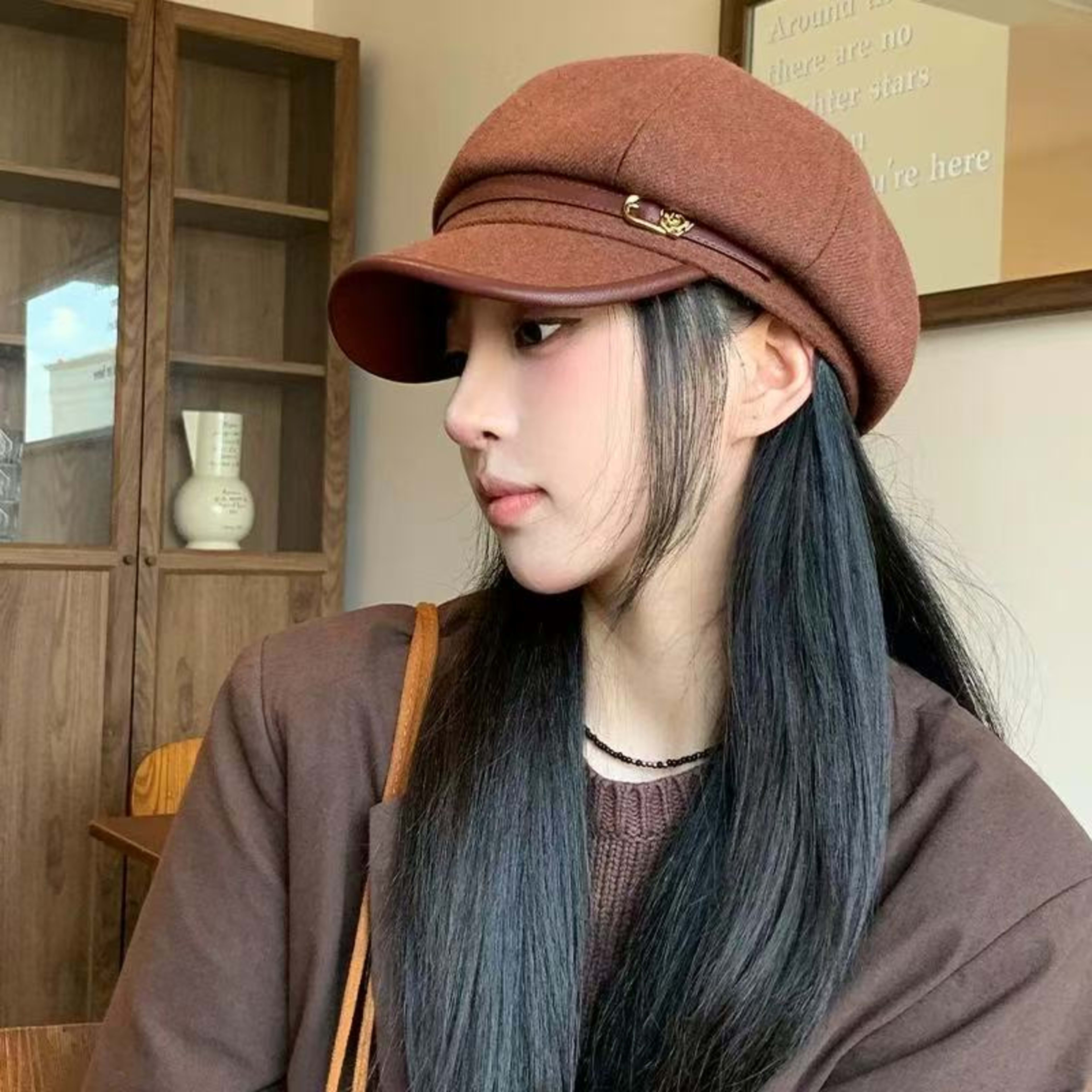 Japanese-style Retro Artistic Black Cap Beret 9