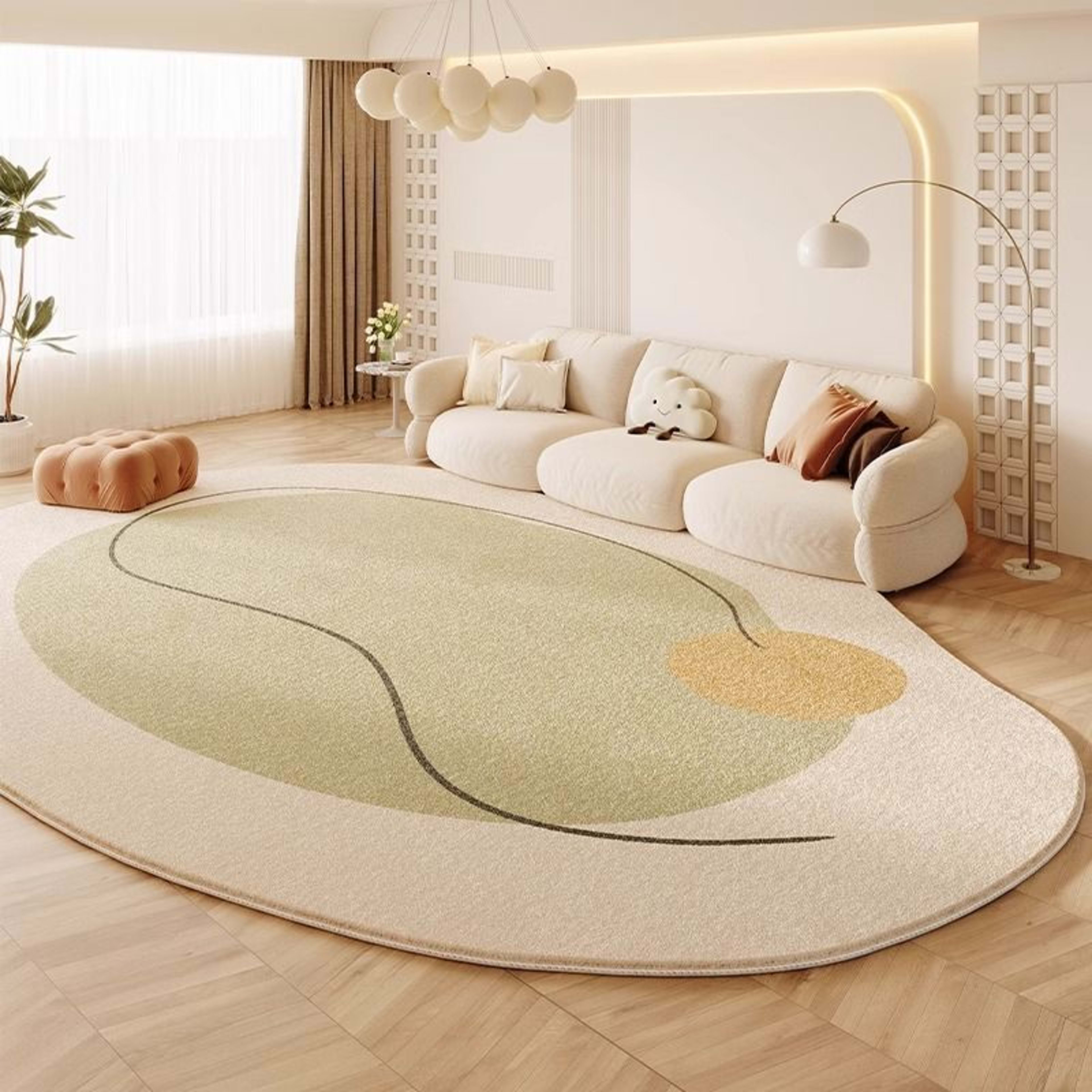 Cream Colored Stain-resistant And Easy To Maintain Cashmere Look Rug 8