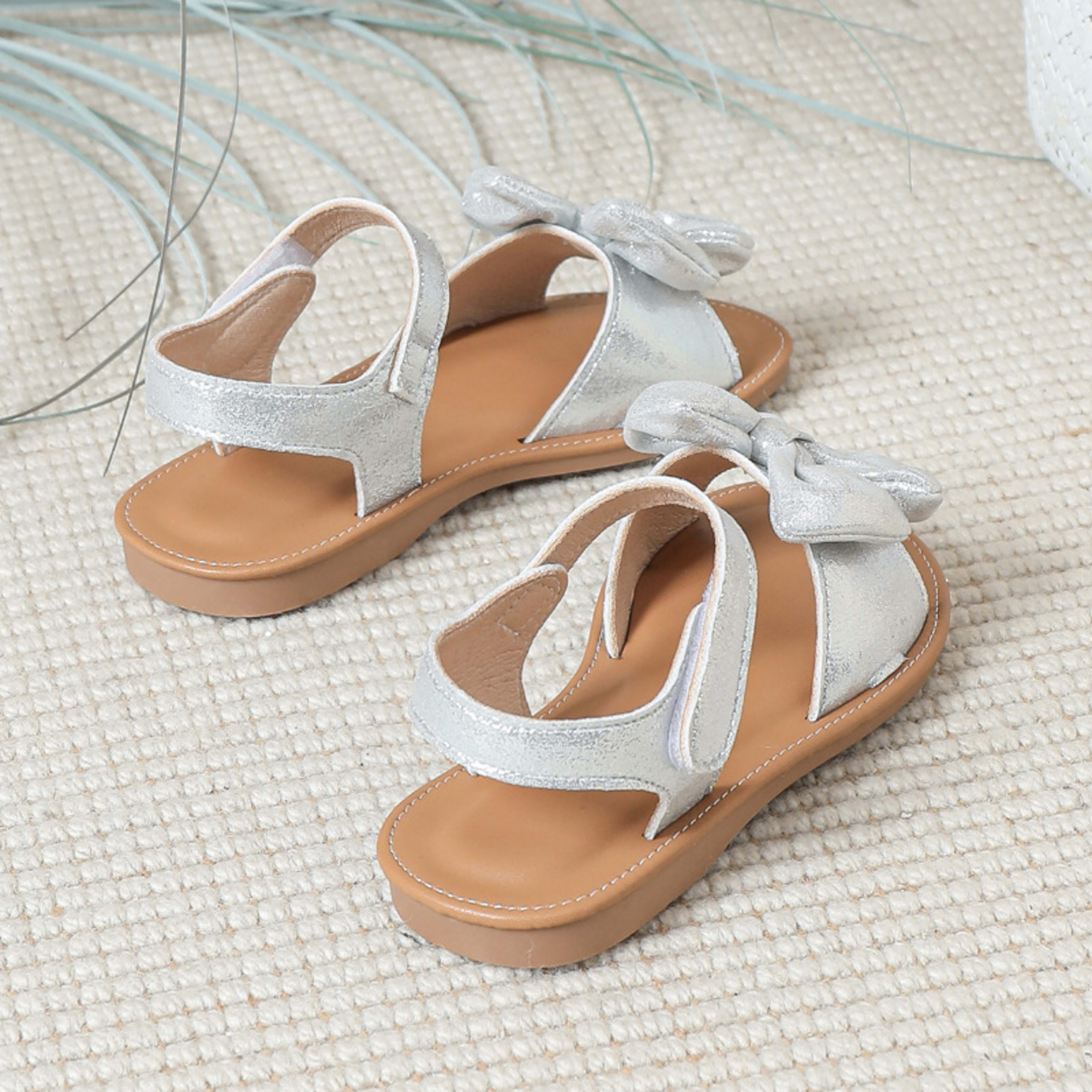 Summer New Arrival Silver Bow Knot Cute Baby Shoes 5