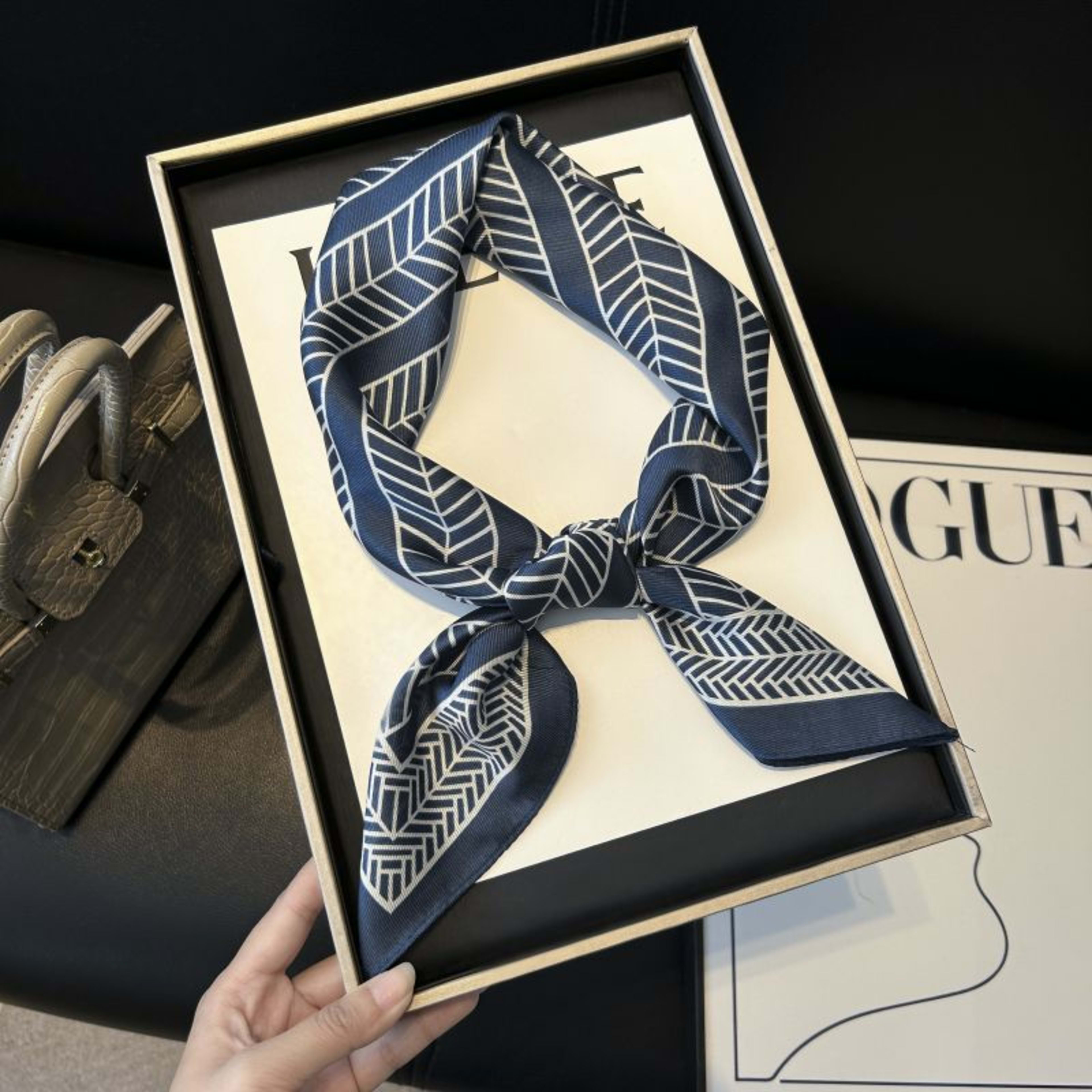 New High-end Twill Silk-look Square Scarf 2