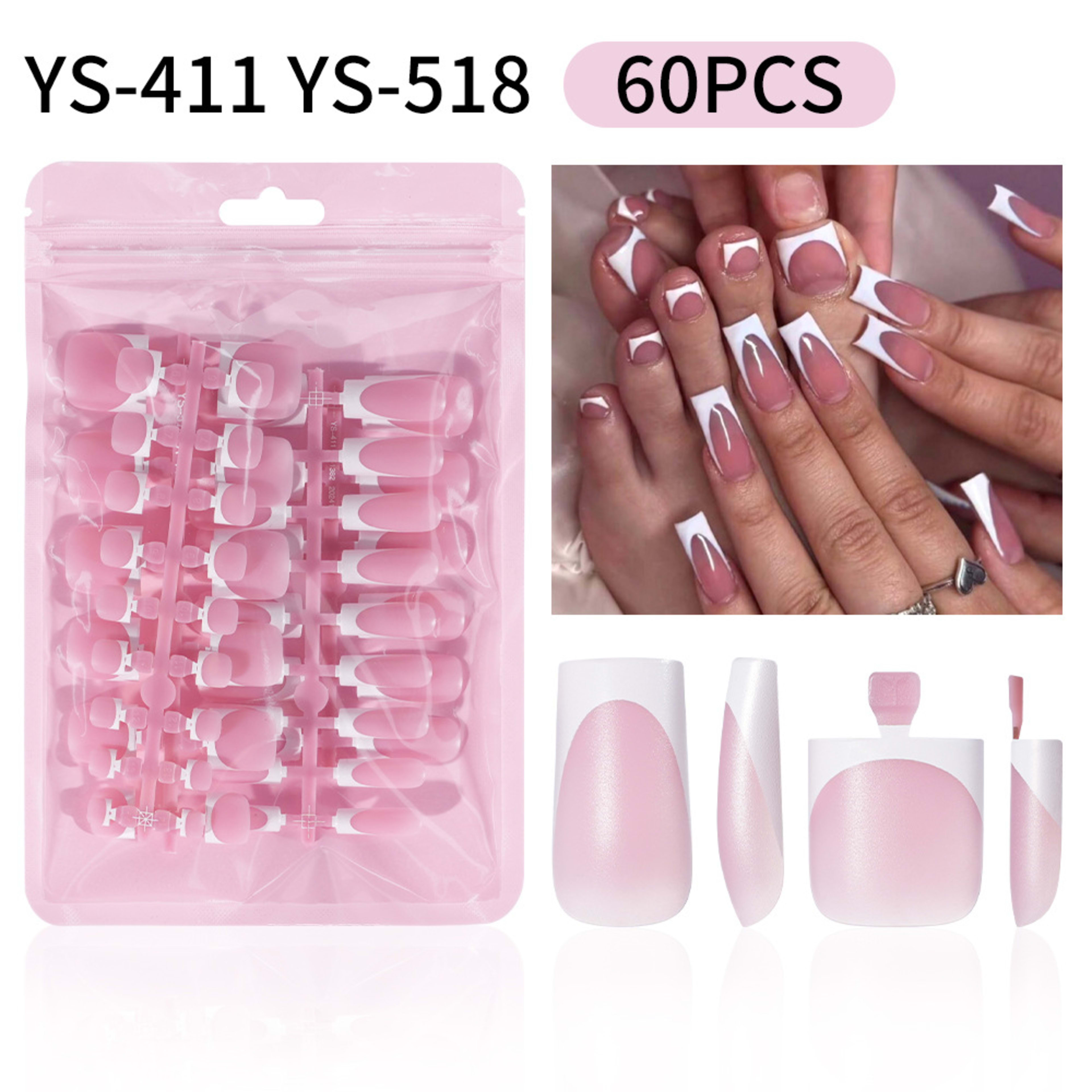 60-piece Set Of Square French Matte Nail Tips 4