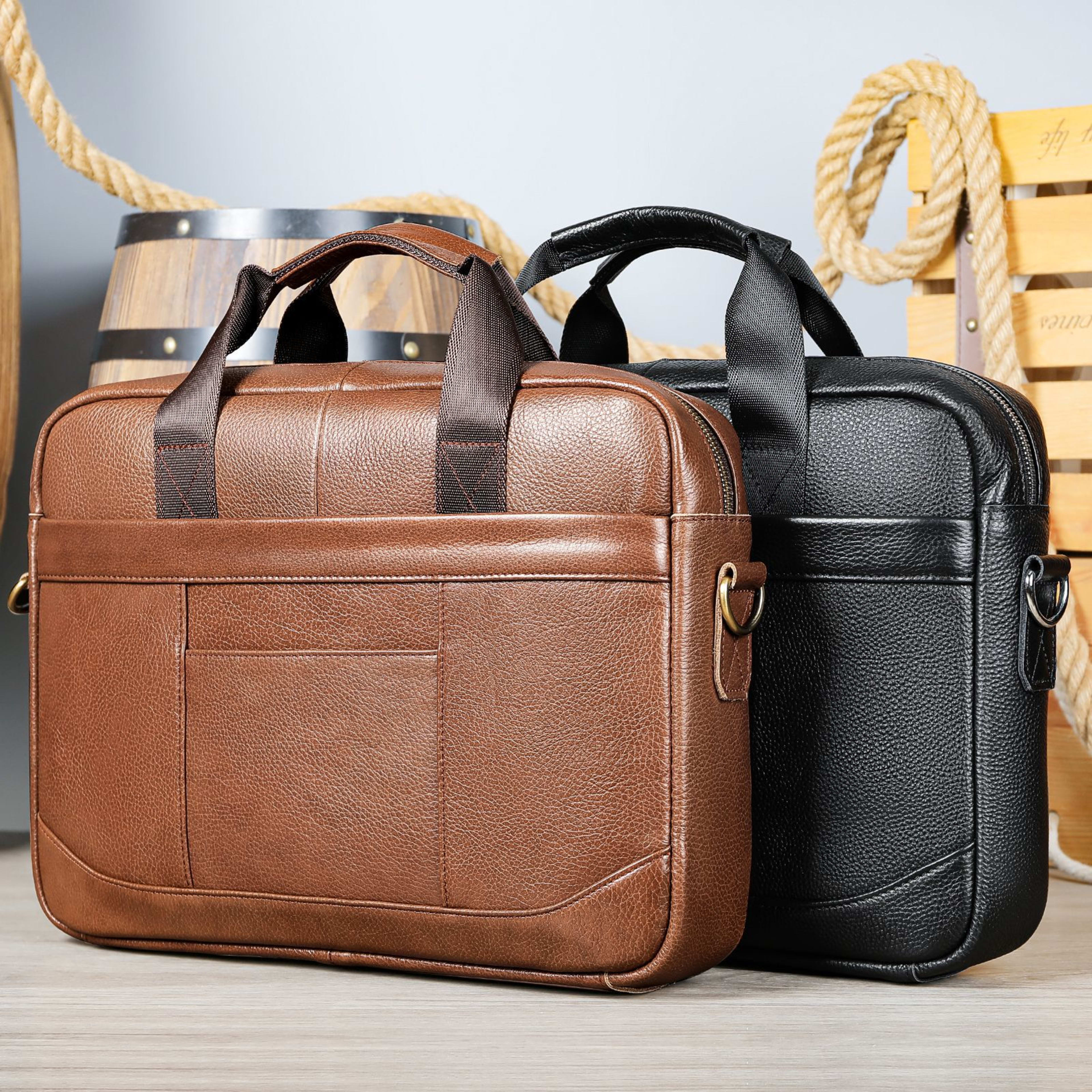 Men's Official Document Leather Casual Computer Bag Shoulder Crossbody 3