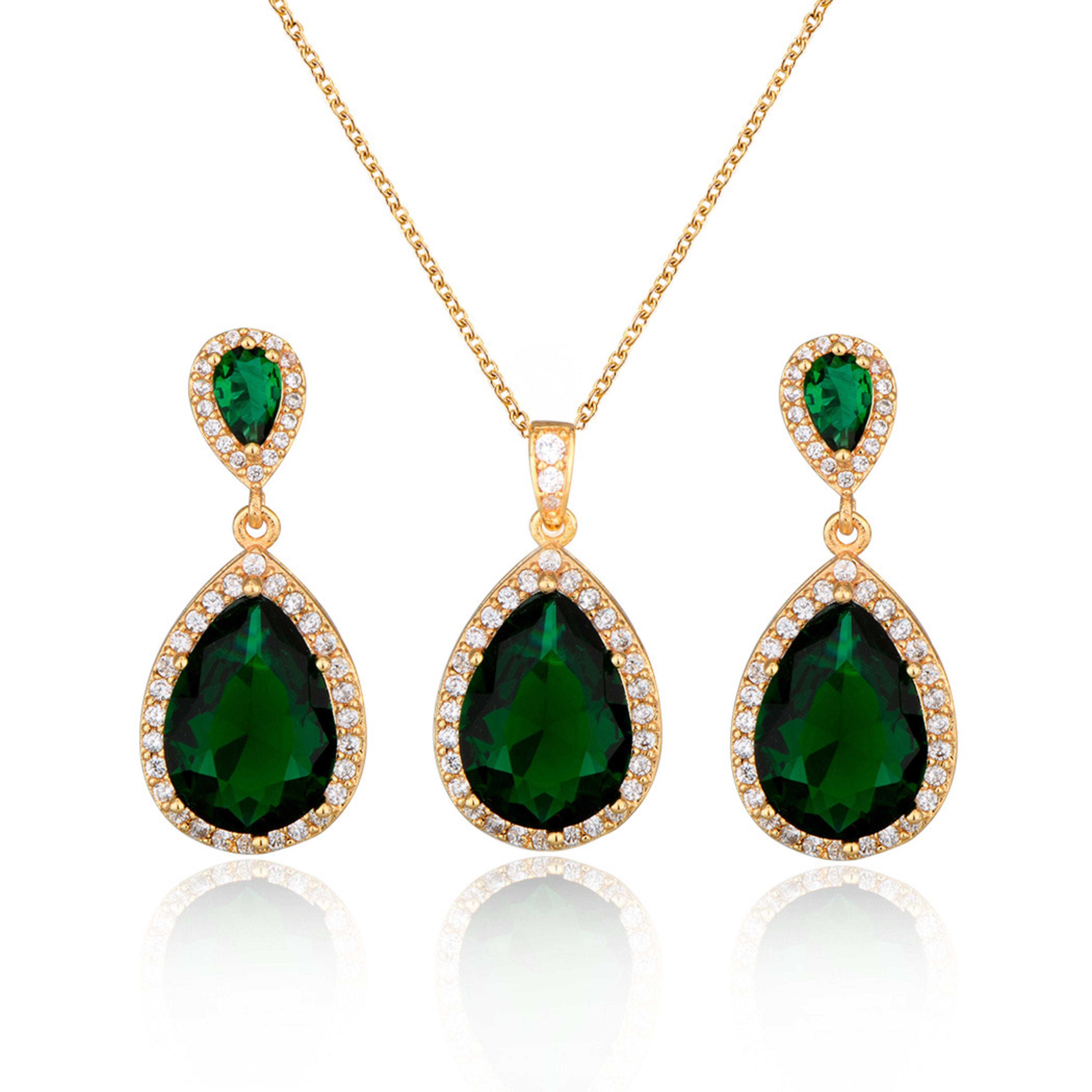Bright Big Zircon Water Drops Necklace Eardrops Suit Bride Wedding Jewelry Simple Graceful 17