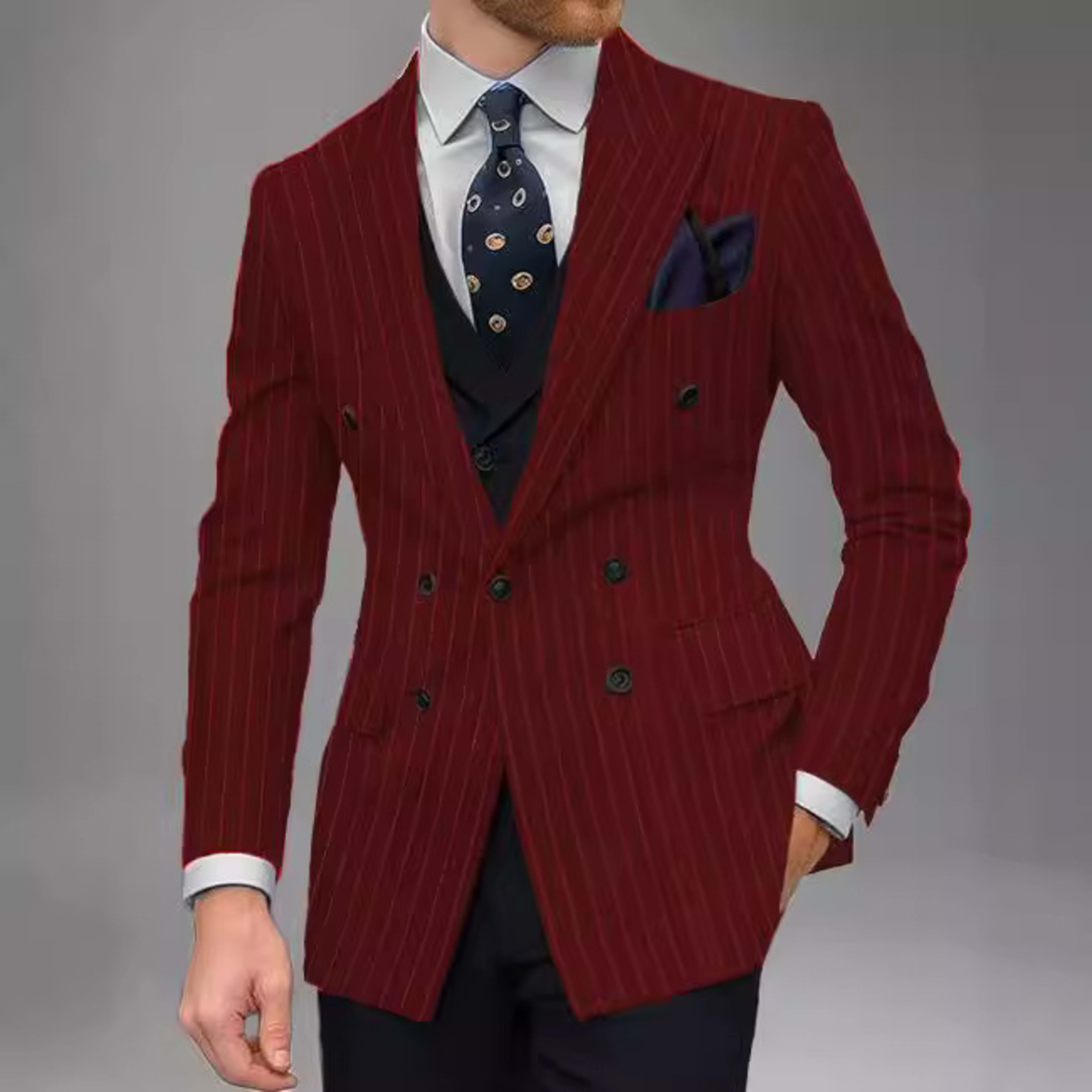 Business-Casual Tailored Suit Spring-Autumn Top For Men 6