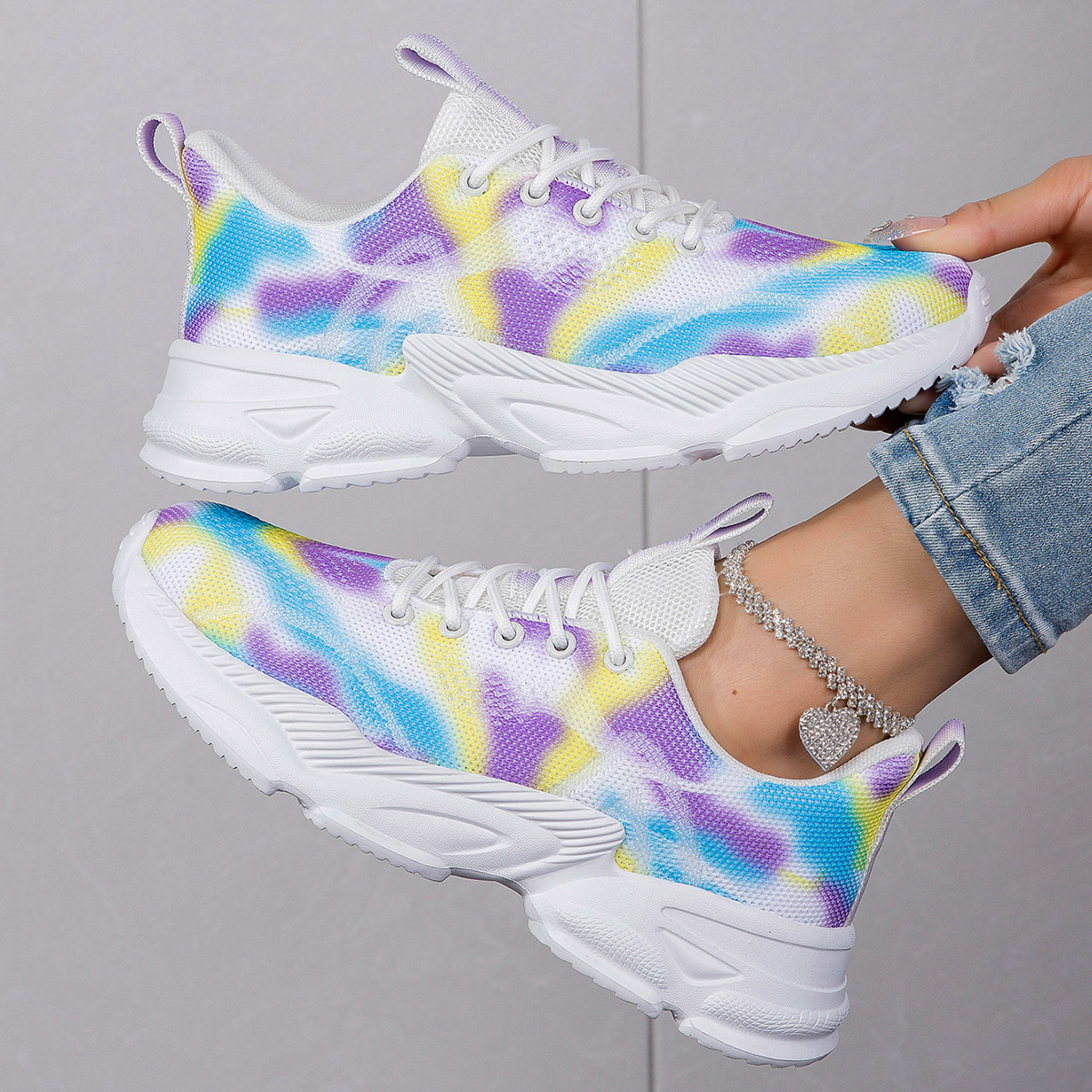 Casual Flower Sneakers Flat Large Size Upturned Lace-up 4