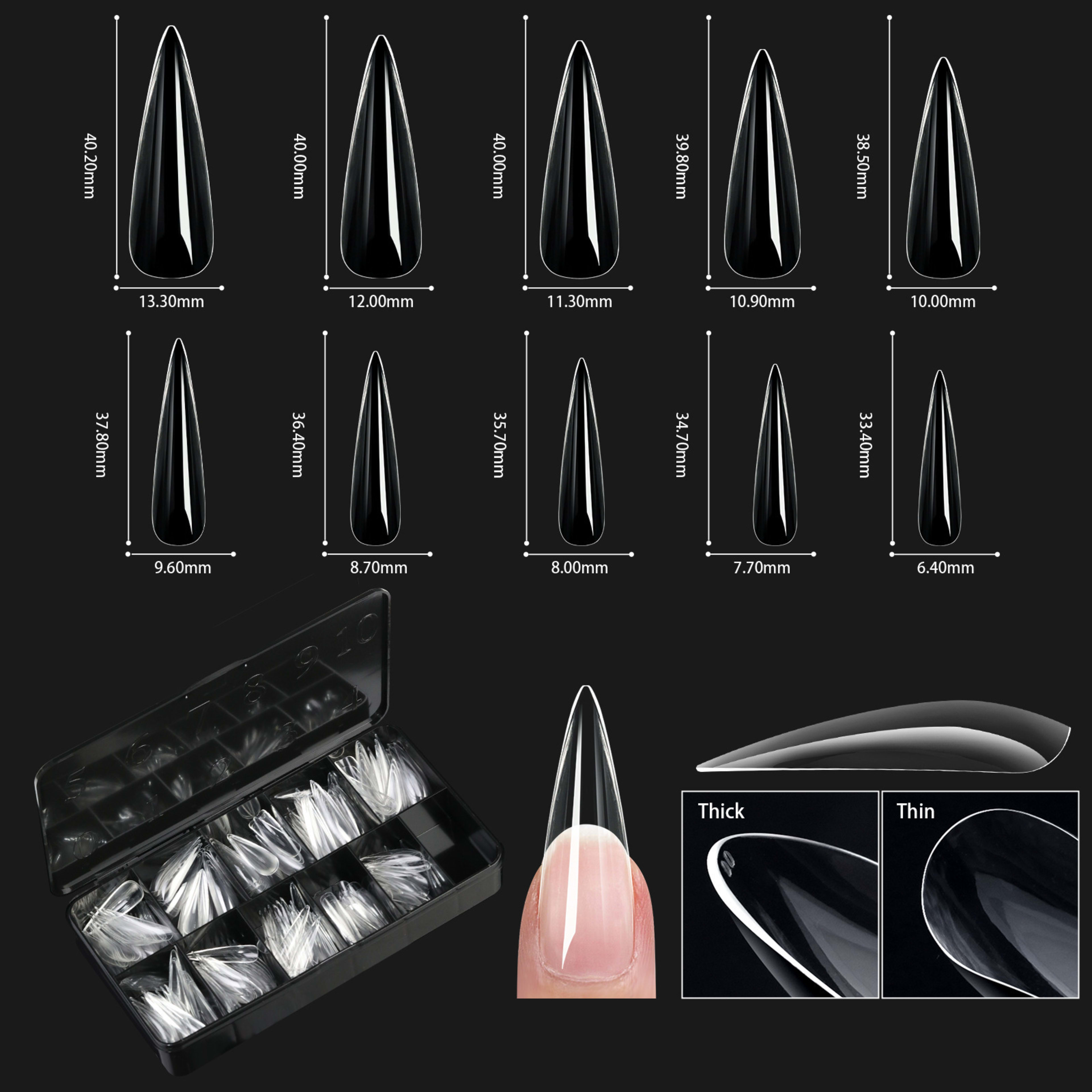 Nail Transparent Nail Tips Nail Shapes For Manicure Seamless False Nails Boxed Set 14