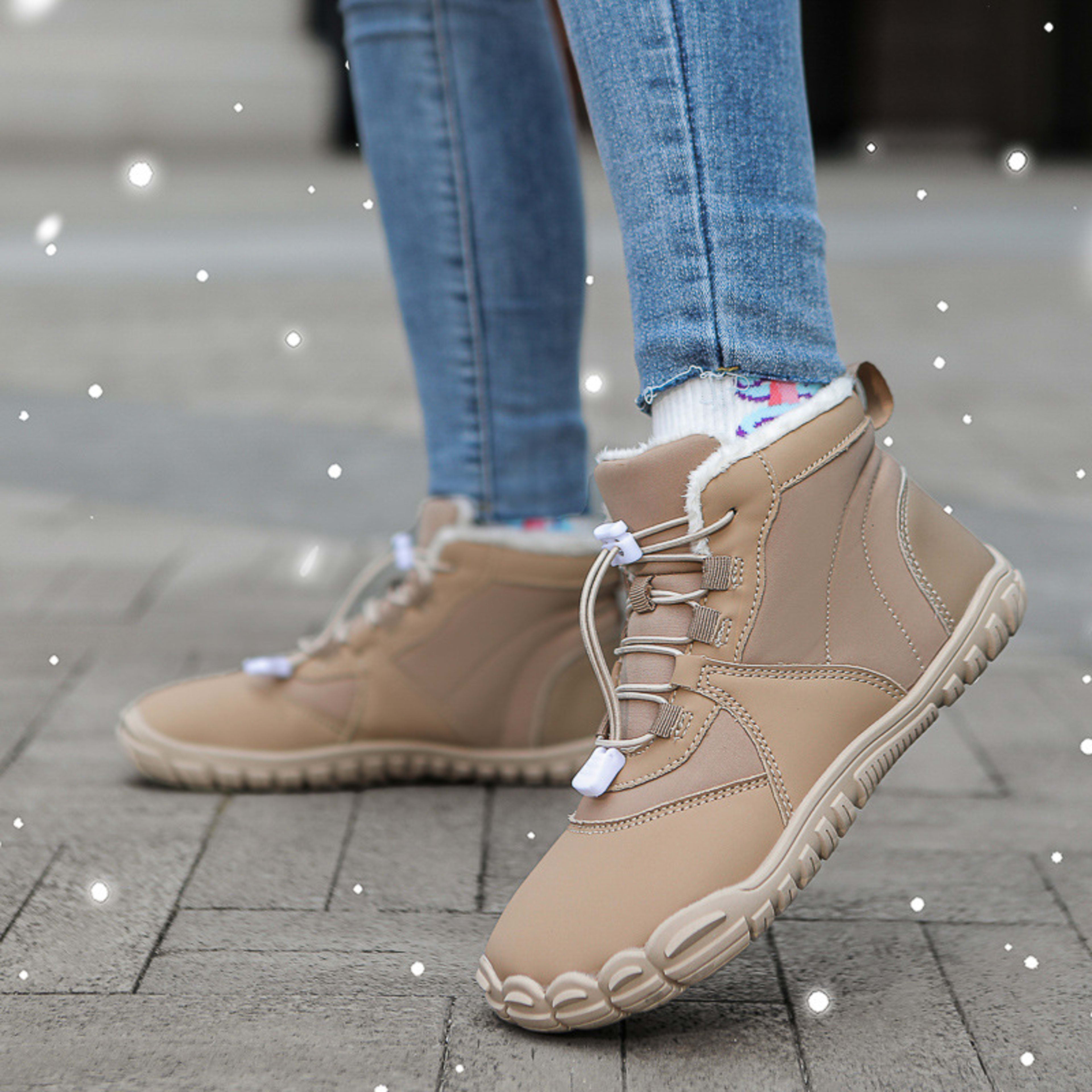 Outdoor Snow Boots Non-slip Waterproof Fleece-lined Insulated Cotton-padded Shoes 3