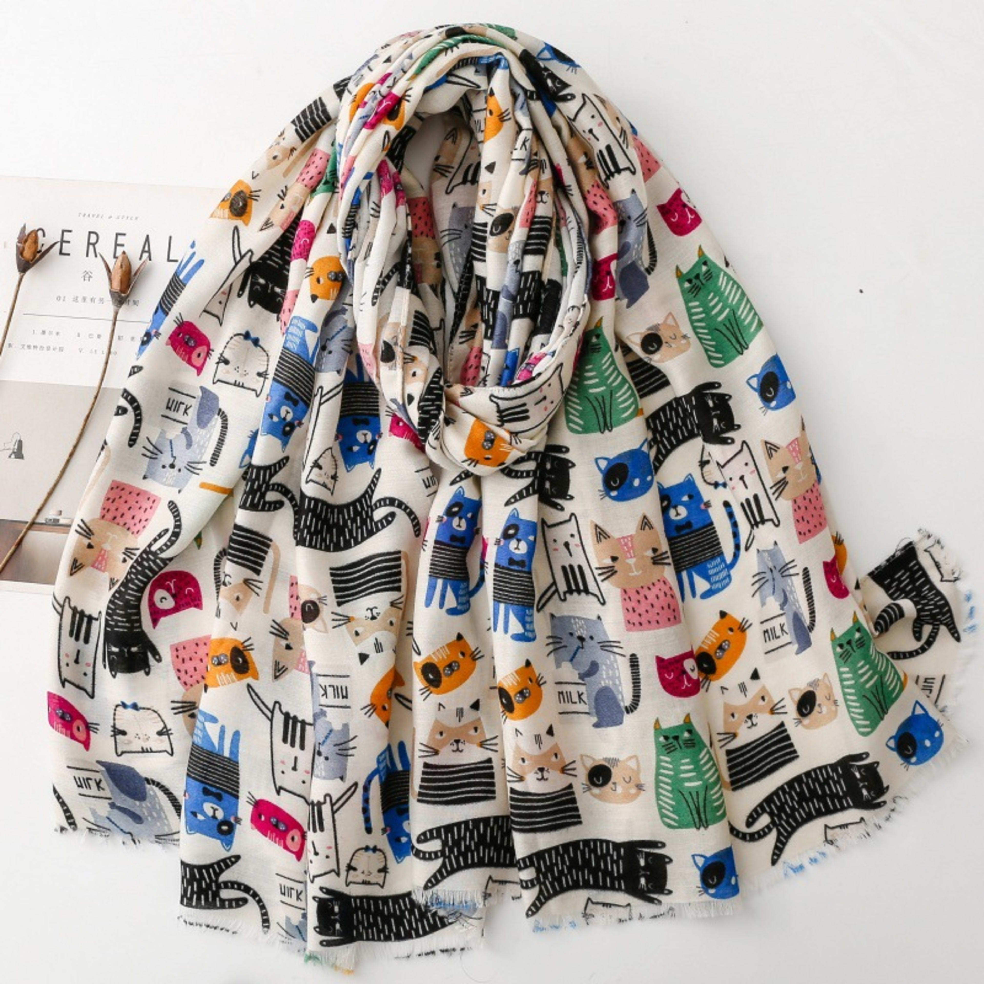 Cute Cat-patterned Scarf Korean Style