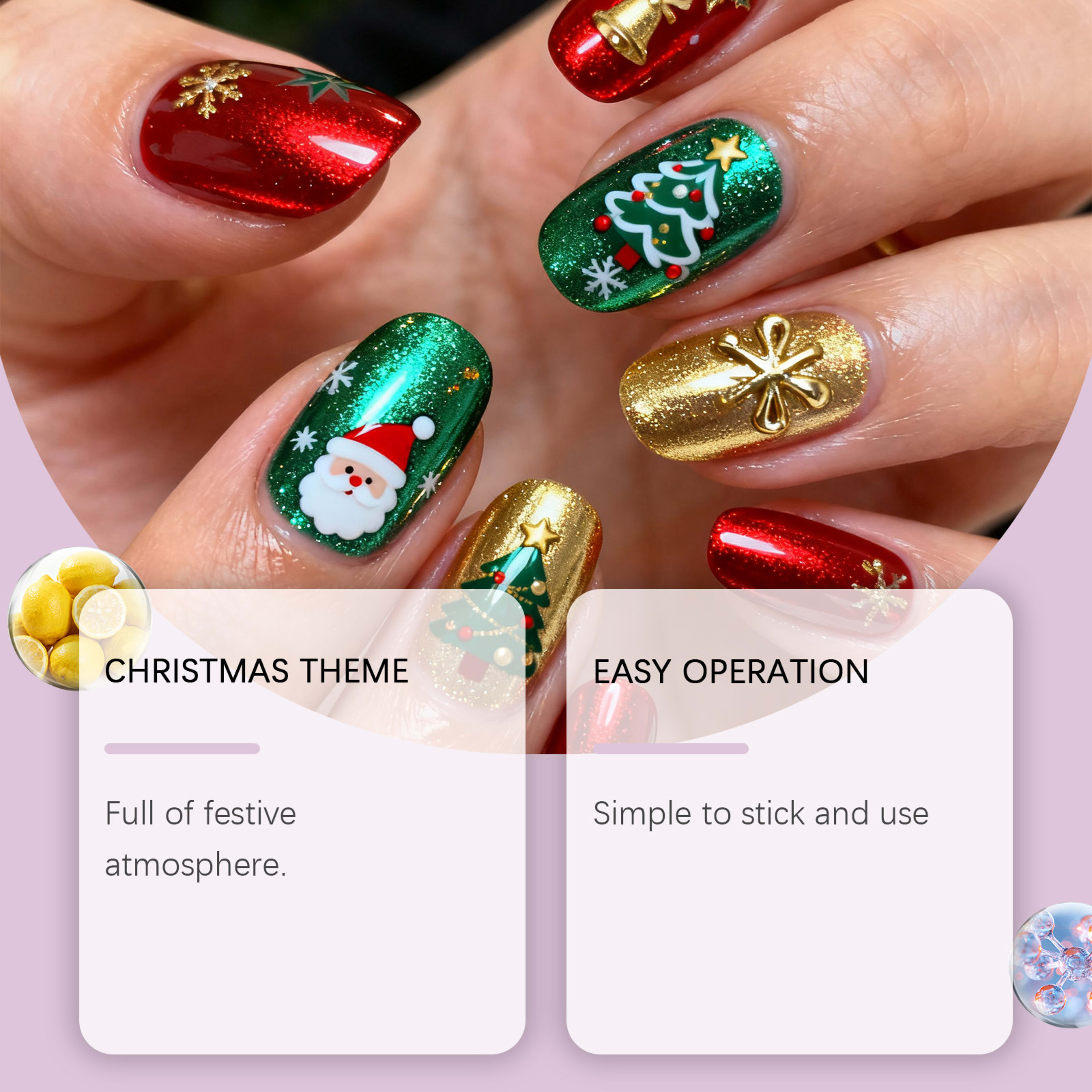 Christmas Themed Portable Decorative Nail Stickers 4