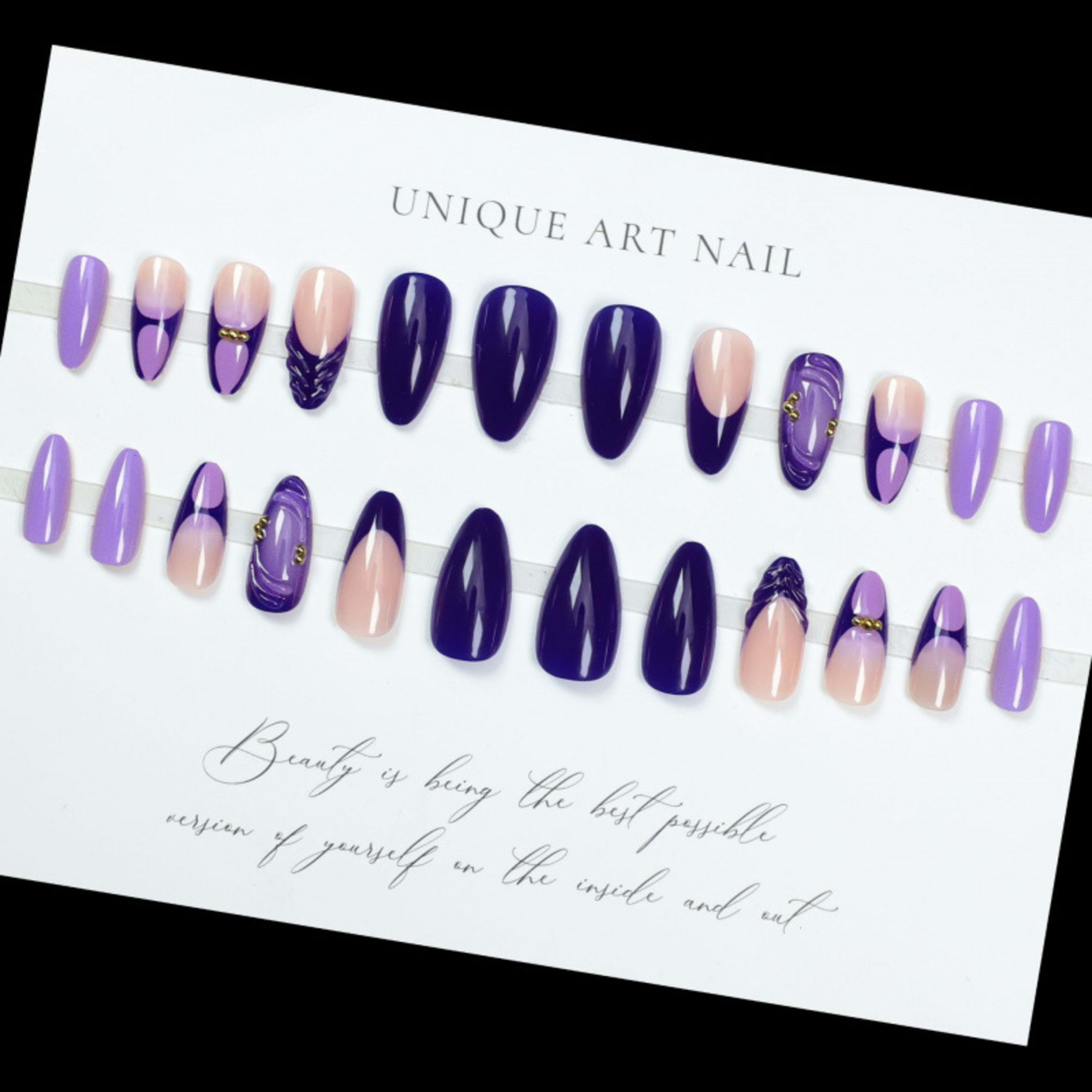 French-style 3D Drip-gel Artificial Nails Nail Tips With Adhesive Backing 2