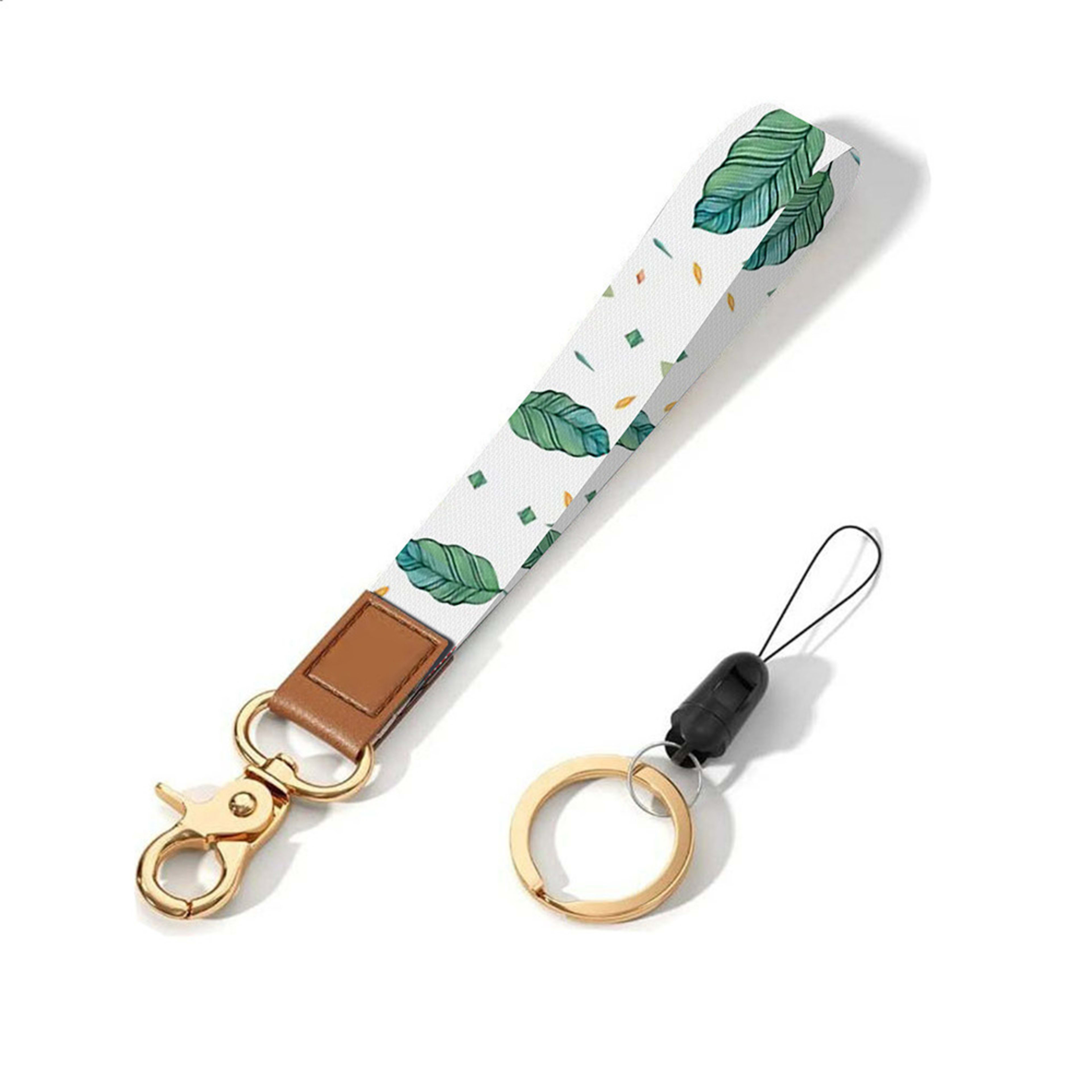 Leather-Polyester Wrist-Neck Dual-Use Keychain Lanyard 3